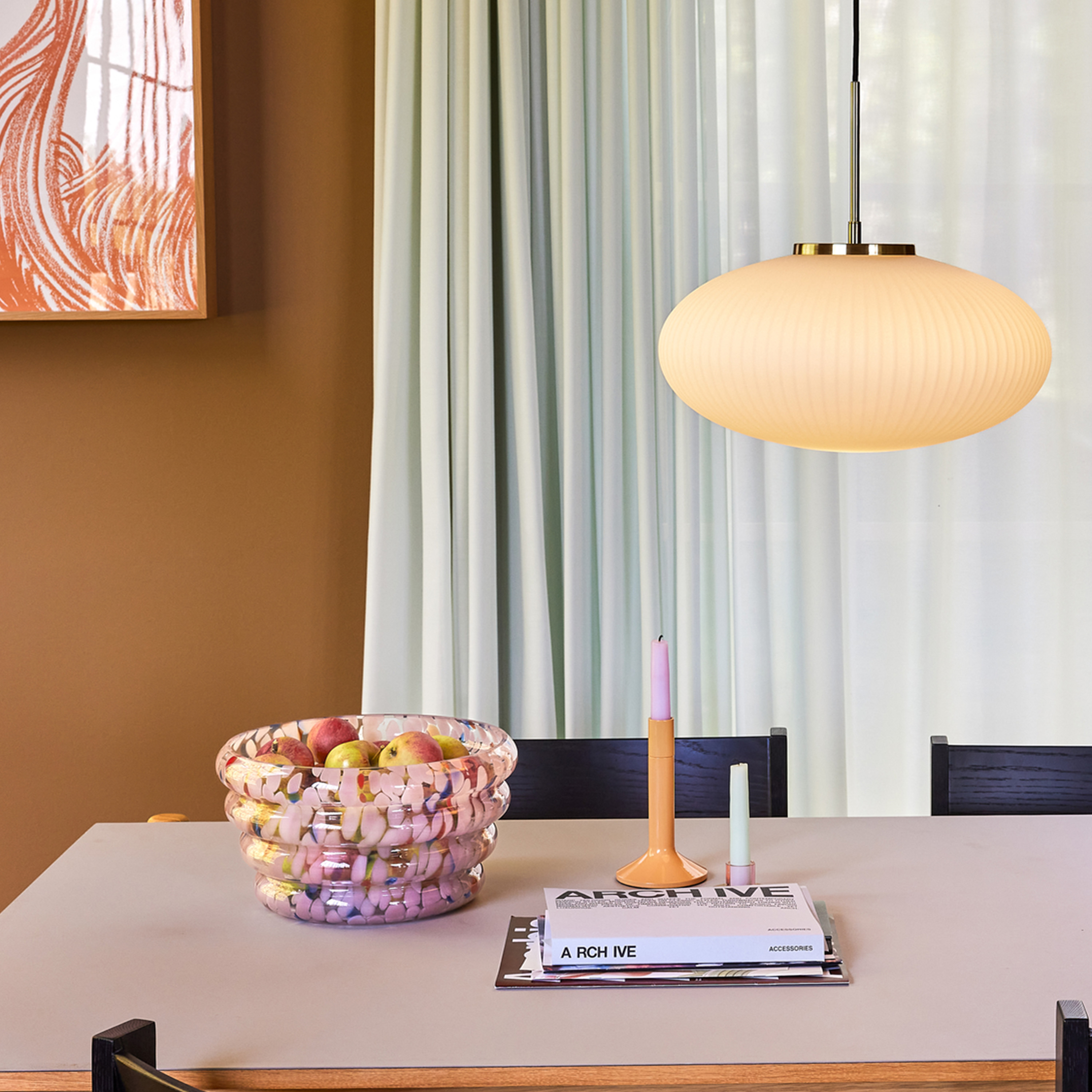 Hübsch Serene Taklampa Ellipse White Ø40