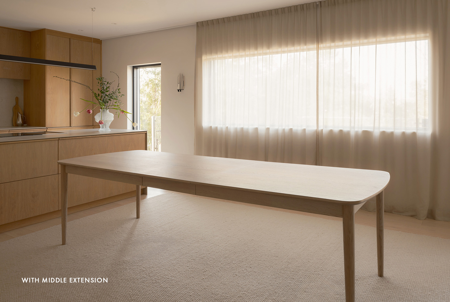 Sleepo Collection Leah Dining Table White Oiled Oak 220+50+50