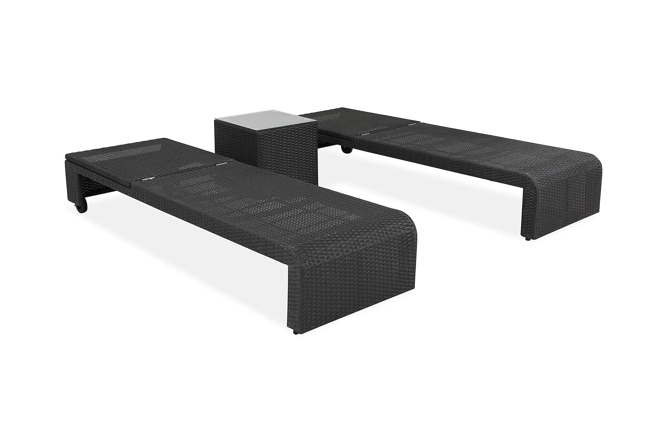 Nordic Outdoor - Bora 2-sits Solsängsset inkl Sidobord Svart