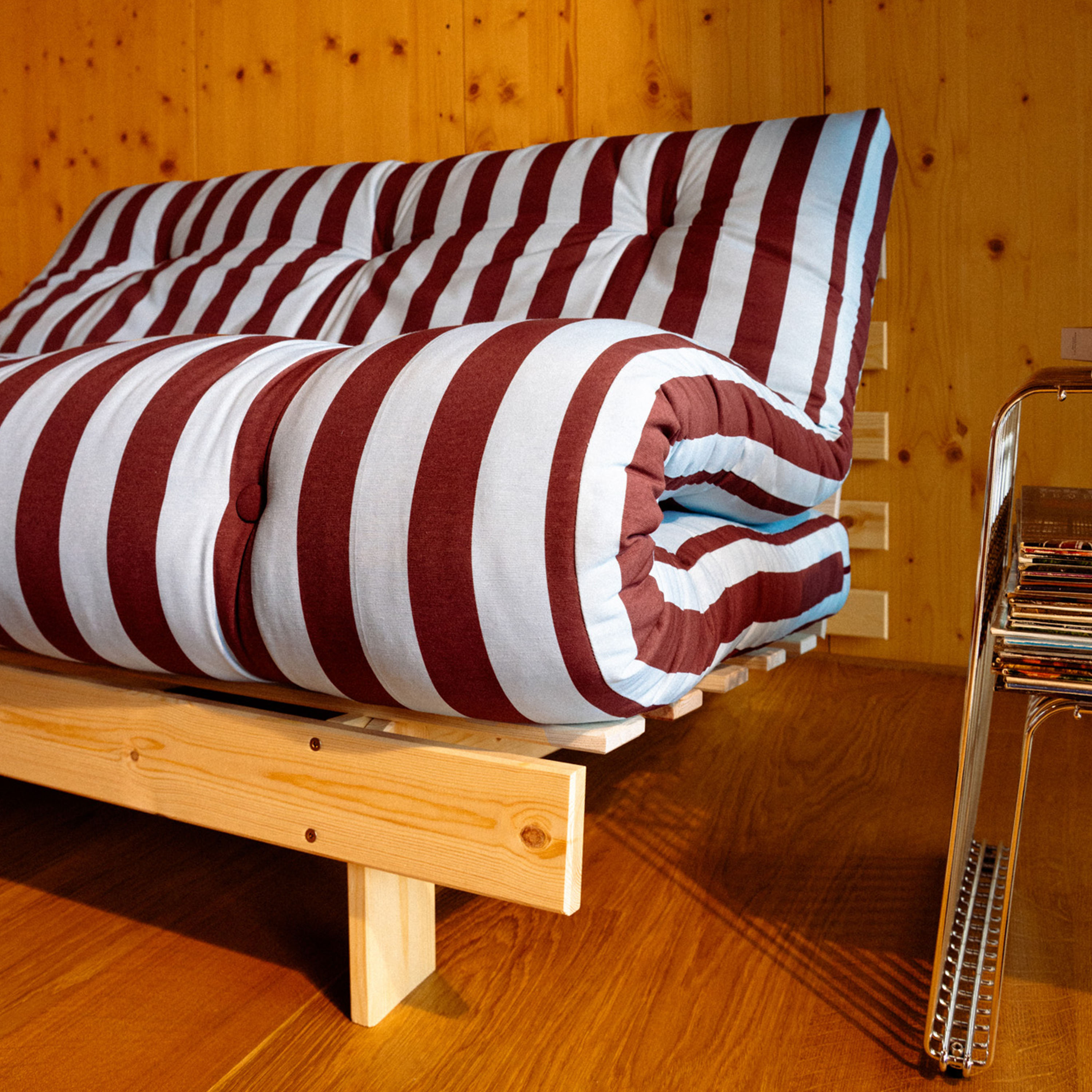 Karup Design Roots Bäddsoffa Natur/Burgundy Light Blue 140cm