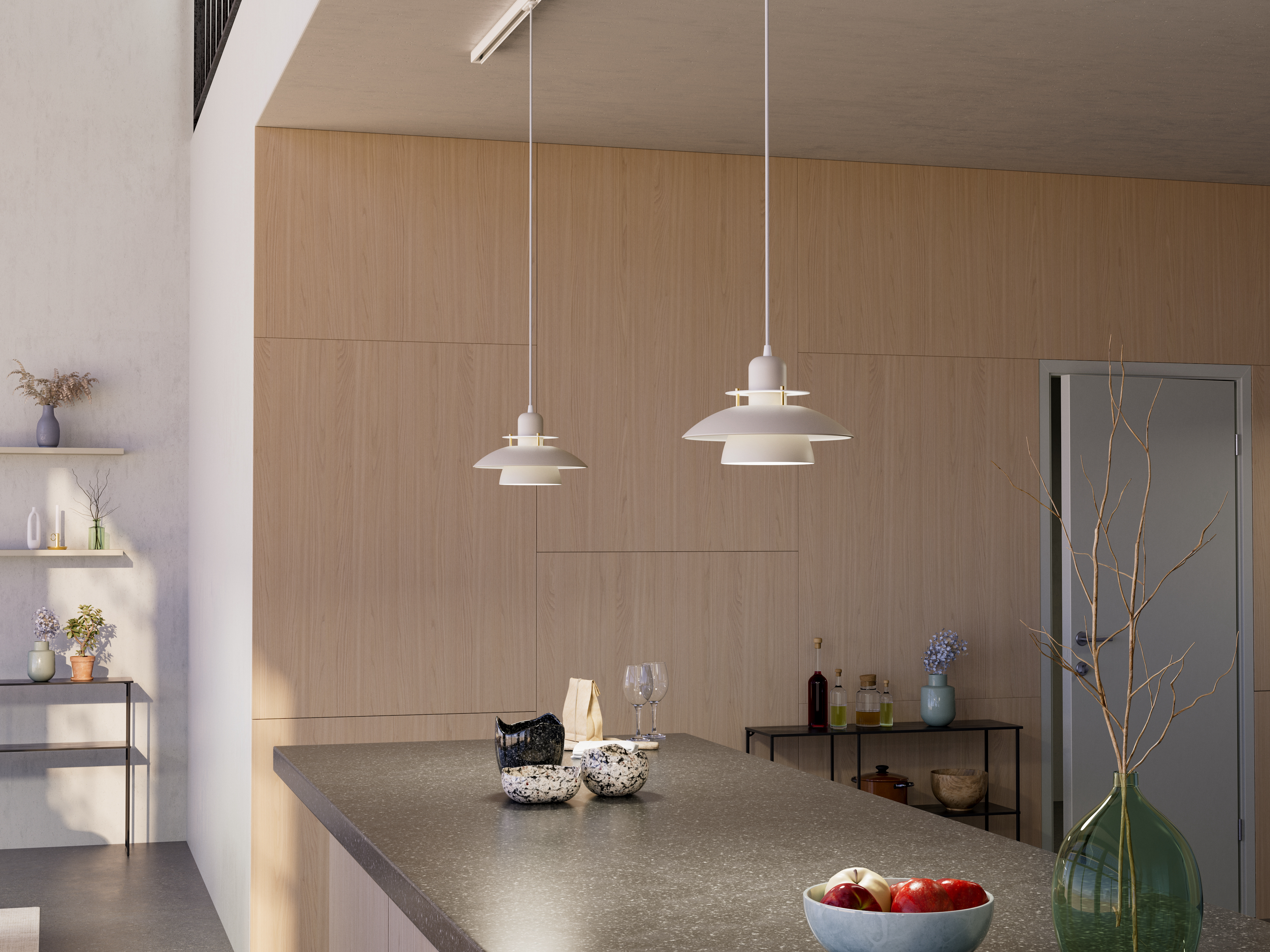 Belid Primus IV Pendelleuchte Sand/Messing Ø28