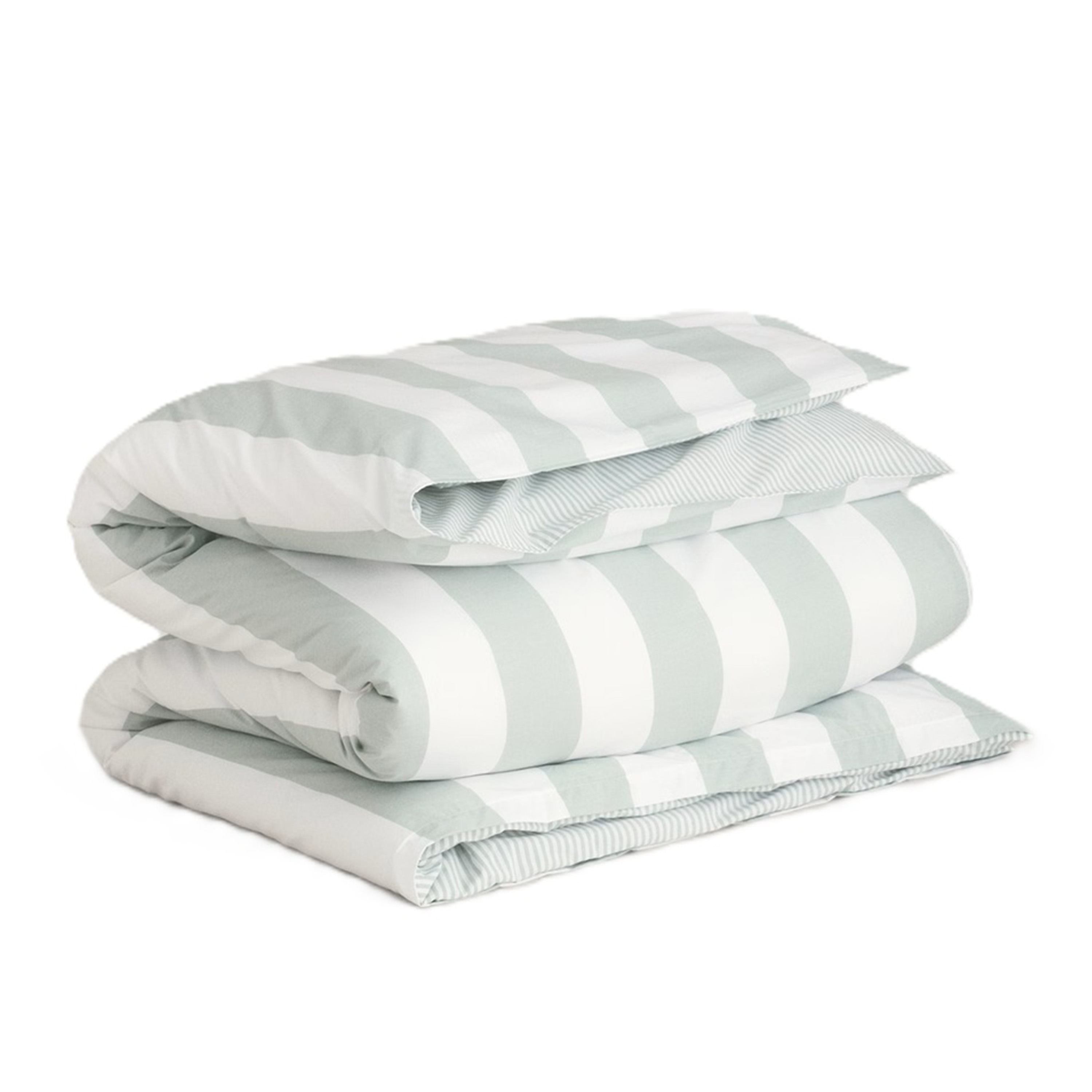 Percale Stripe Påslakan Clay Green Enkel