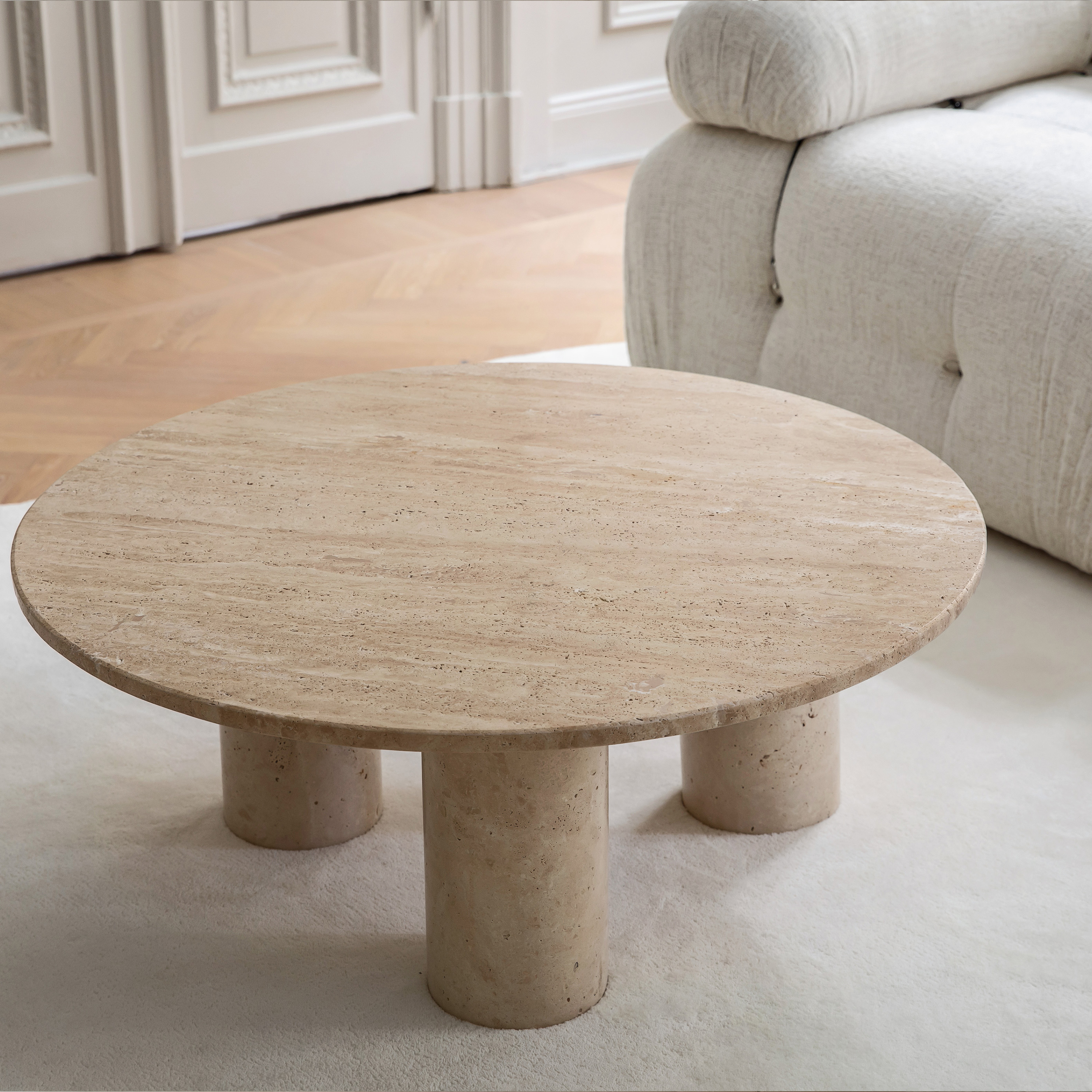 Sleepo Collection Valeri Couchtisch Travertin 85cm