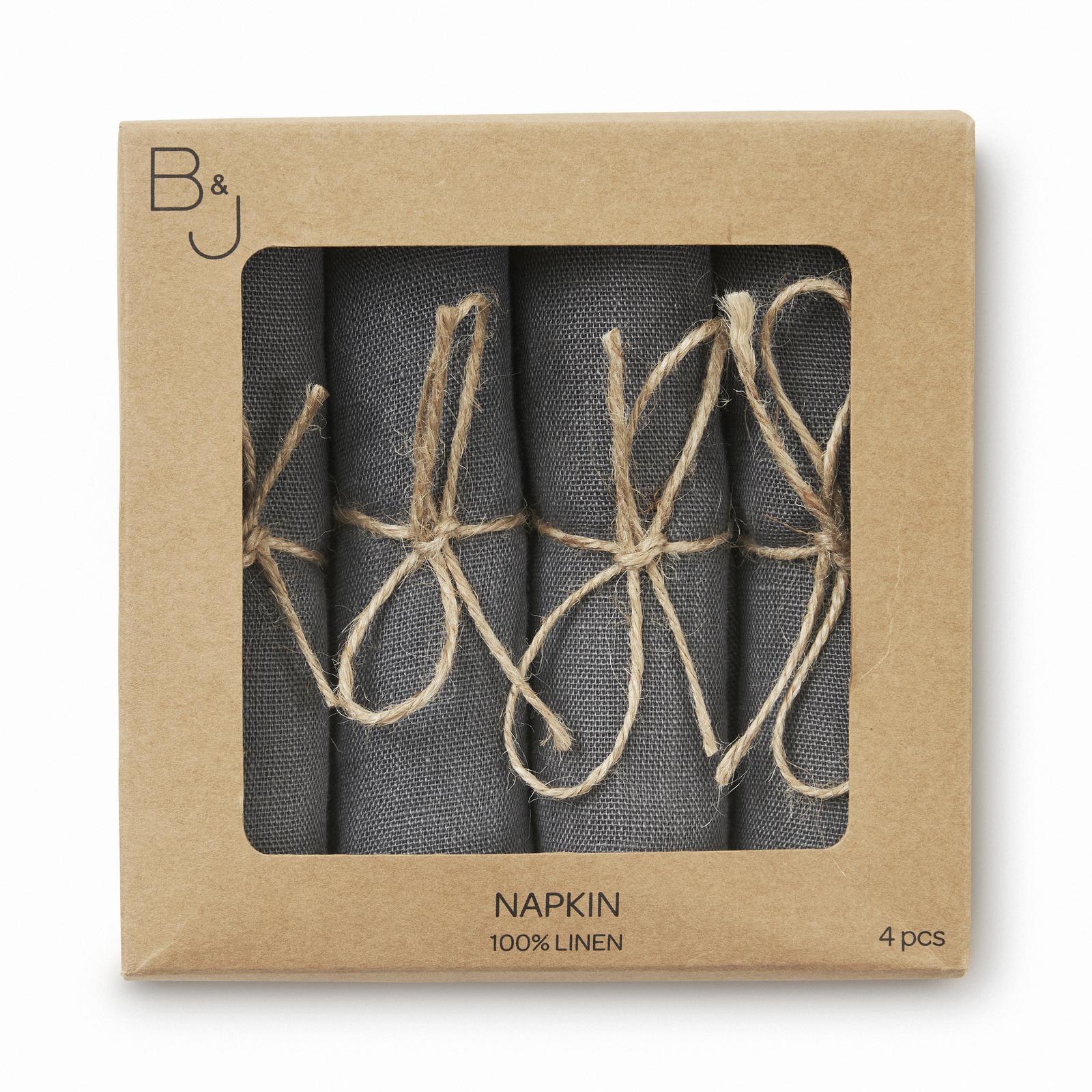 Boel &amp; Jan Mandela Servett Grå 40x40 4-pack