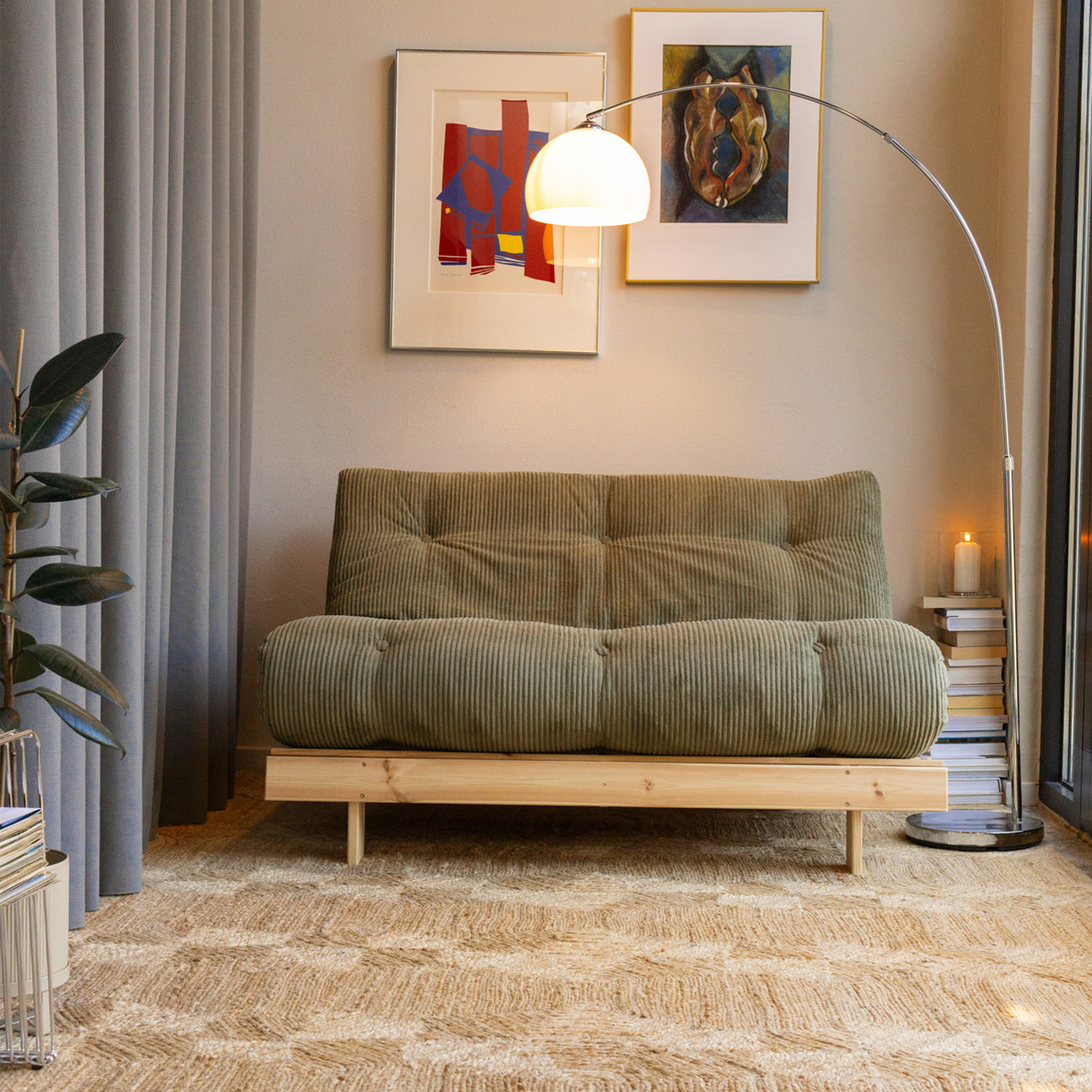 Karup Design Roots Sovesofa Raw/Khaki Green 140cm