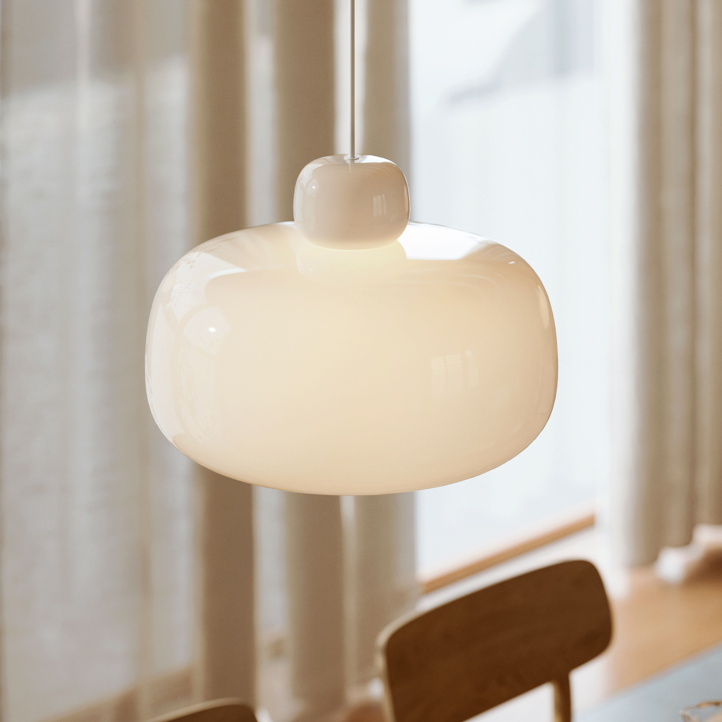 Woud Stone Taklampe Opal Triplex-glass Large