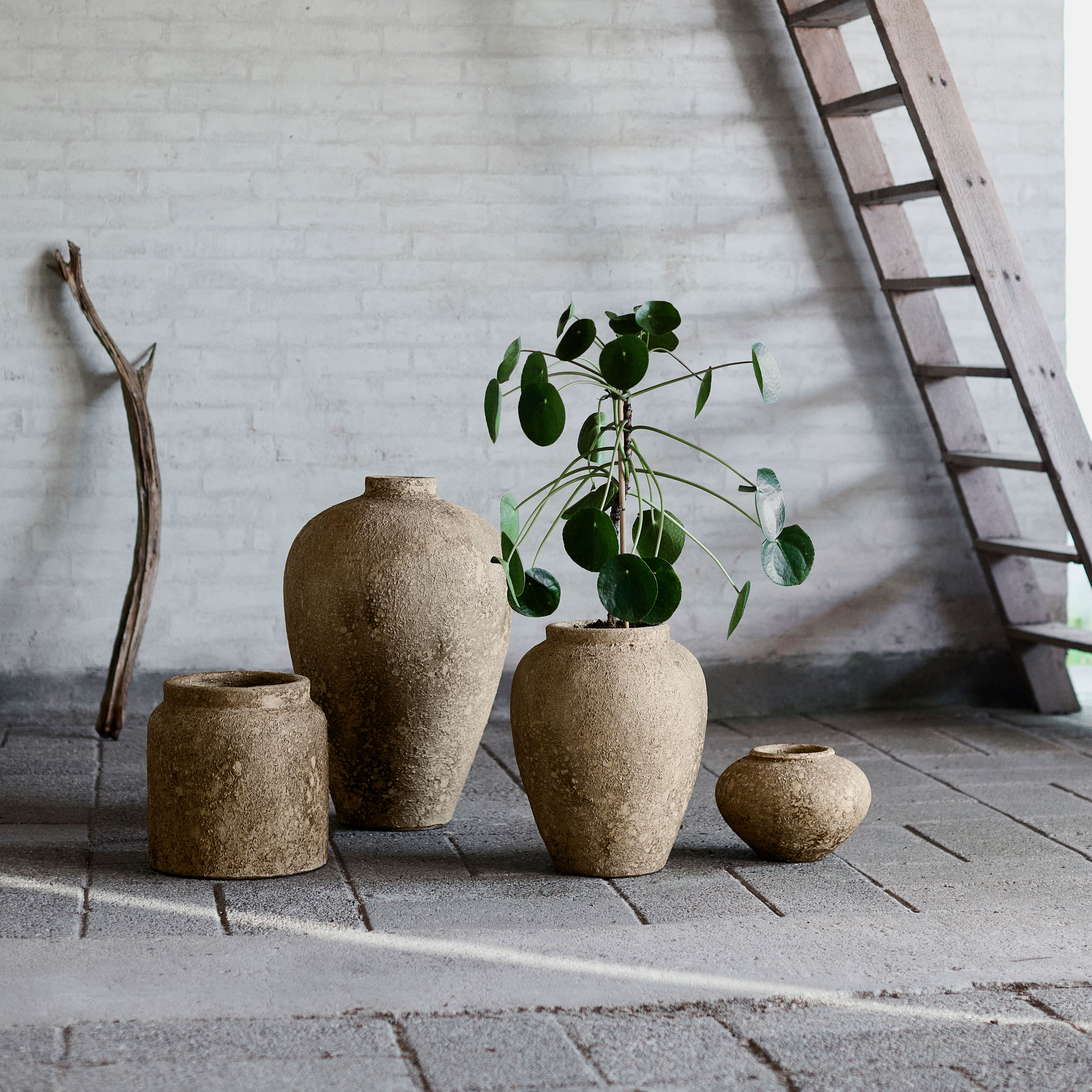 Muubs Luna Blumentopf Beige Terrakotta Ø28