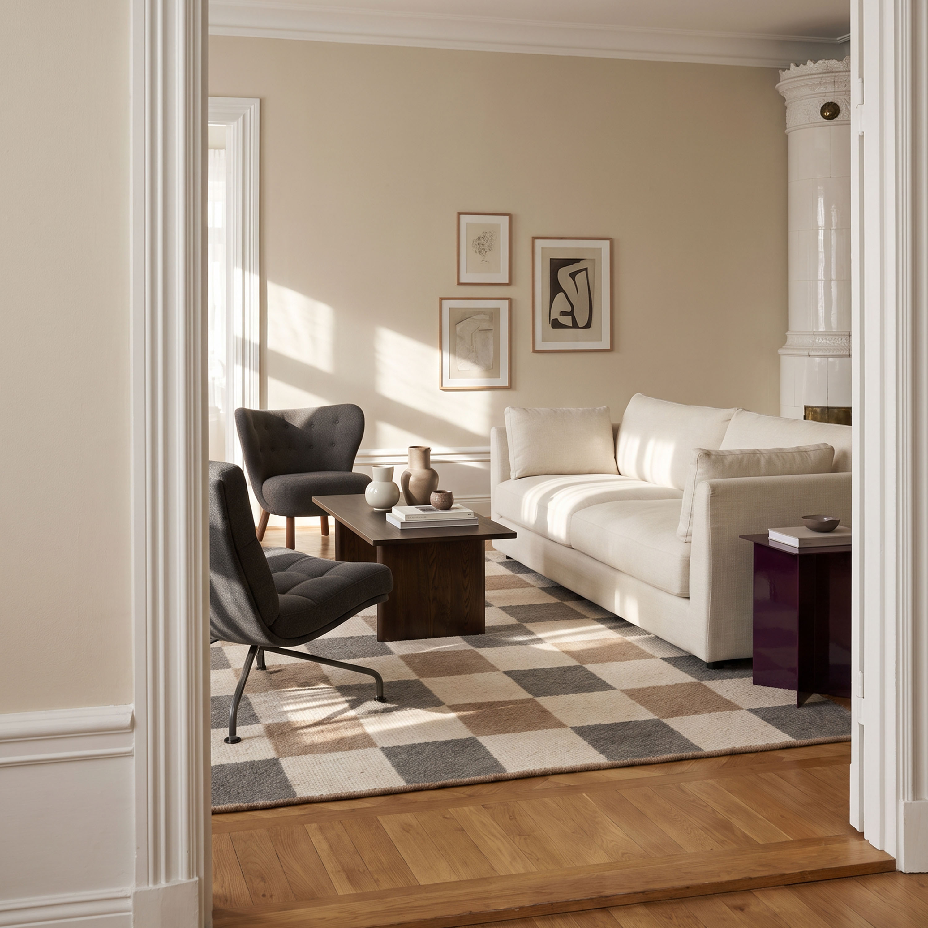 Classic Collection Checked Ullmatta Grey/Natural 170x230