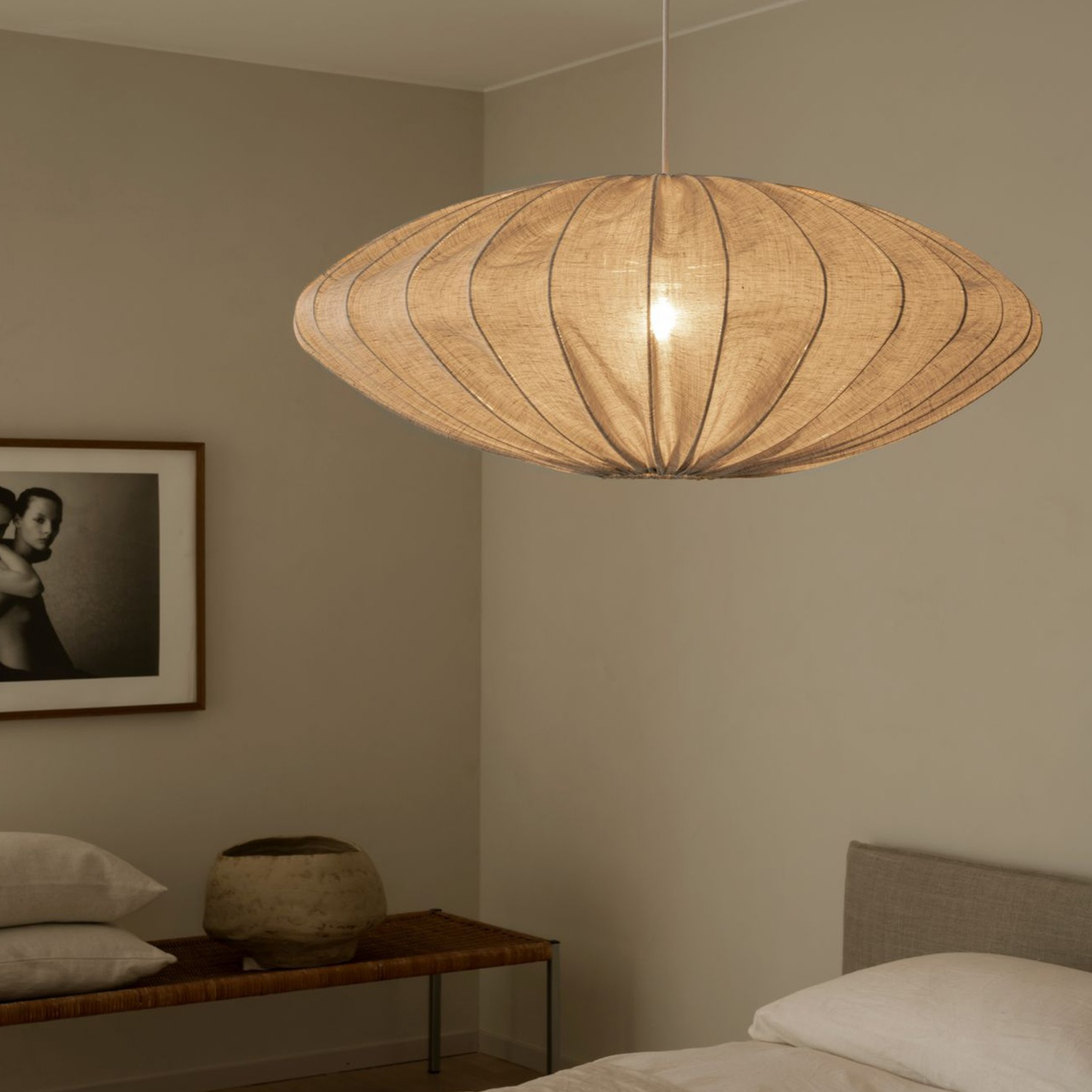 Watt &amp; Veke Ellipse Taklampe Linstoff Sand 80 cm