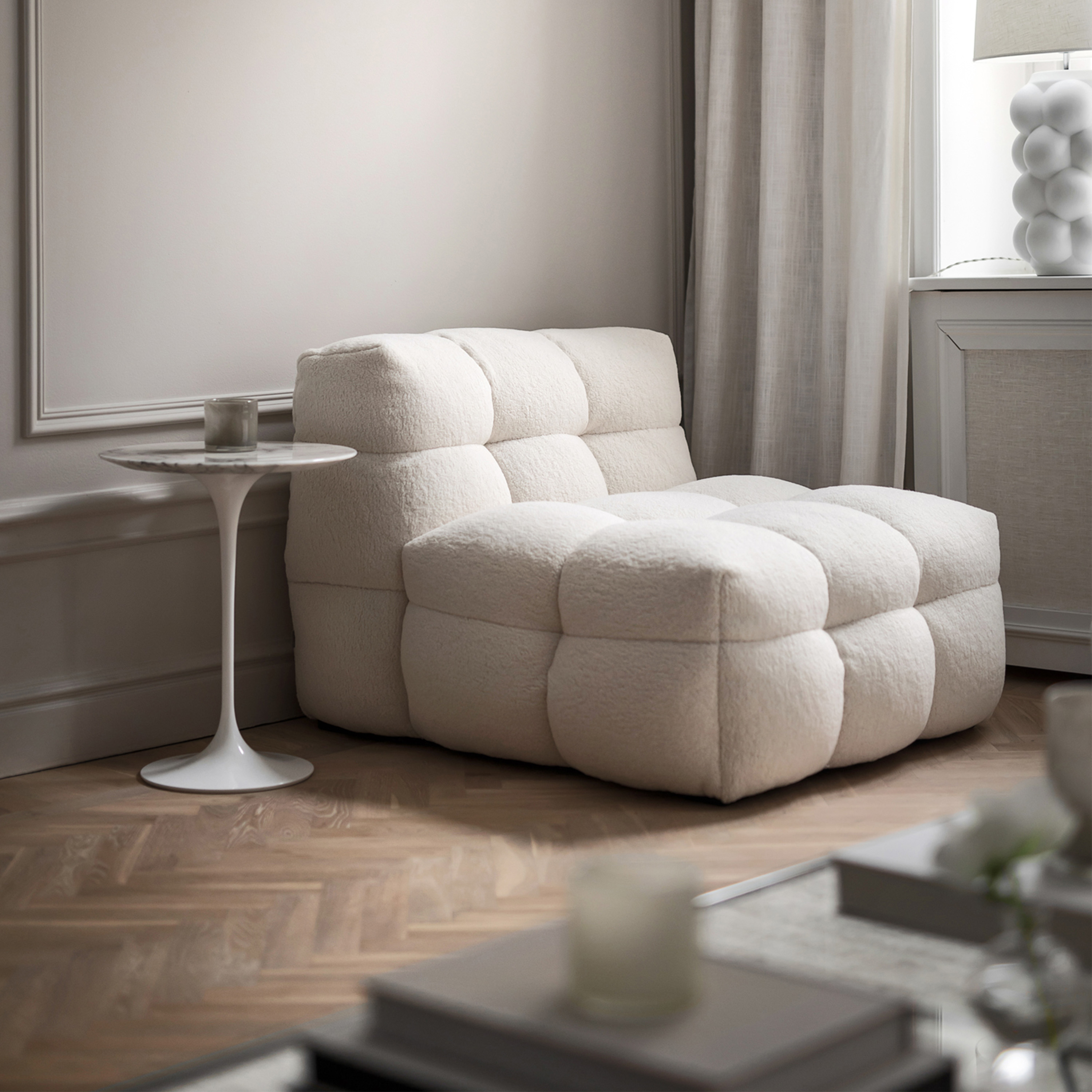 Sleepo Collection Billie Loungetuoli Creme Teddy 89cm