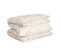 Floral Print Påslakan Satin White Sand Enkel