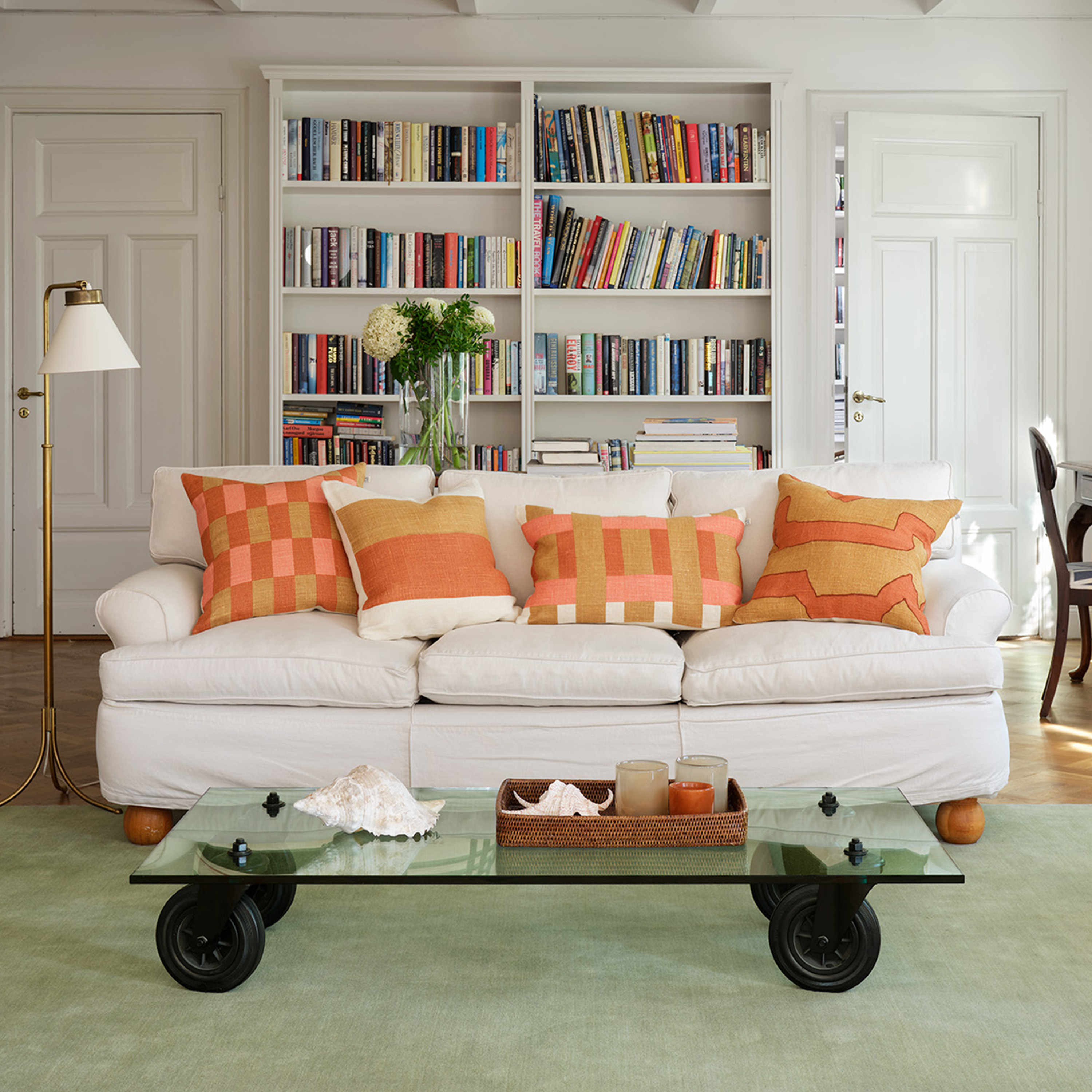 Chhatwal &amp; Jonsson Marari Kissenbezug Apricot Orange/Khaki/Rose 50x50 cm