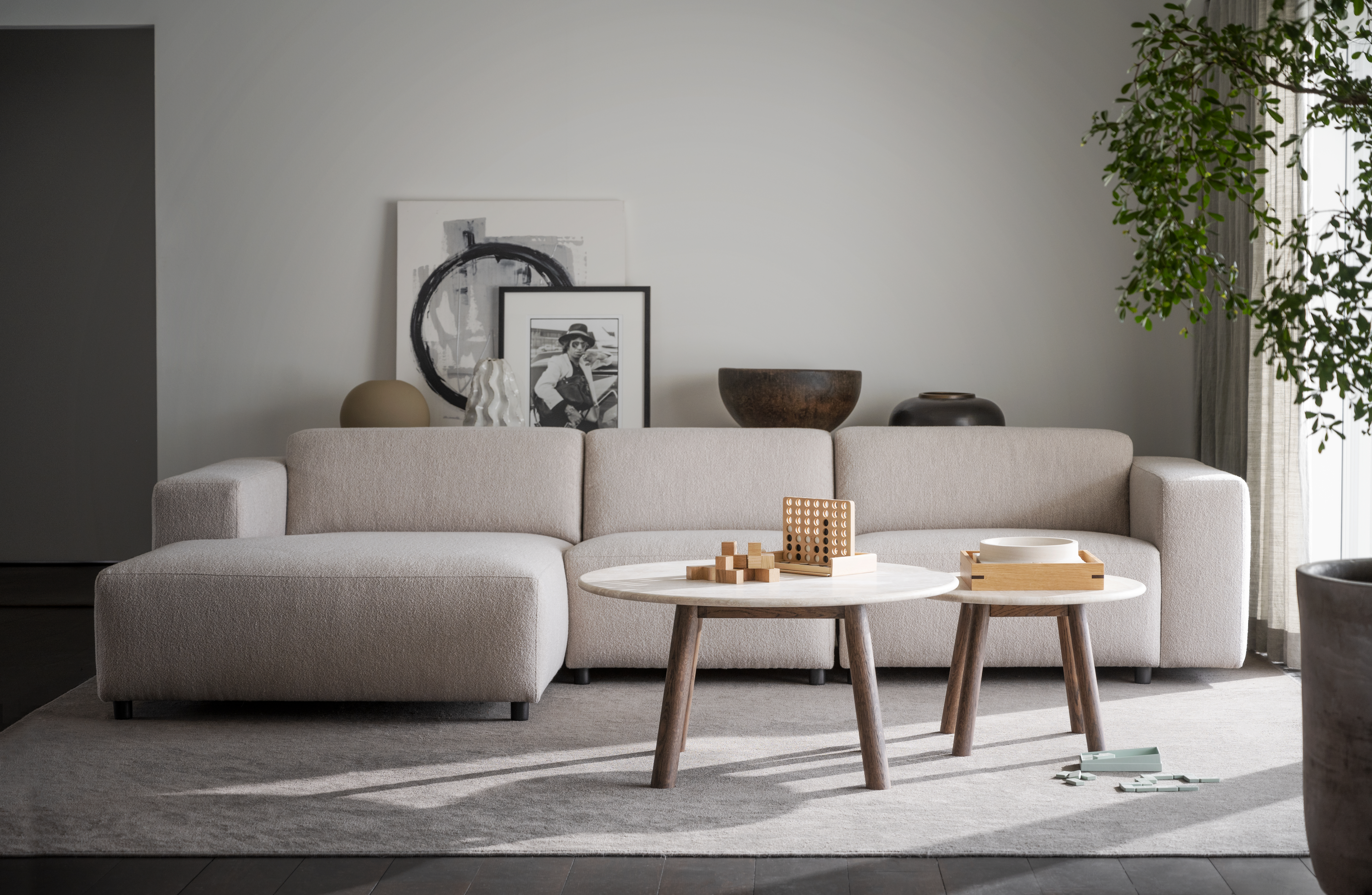 Rowico Home Willard 4-sits Soffa Schäslong Vänster Ljusbeige