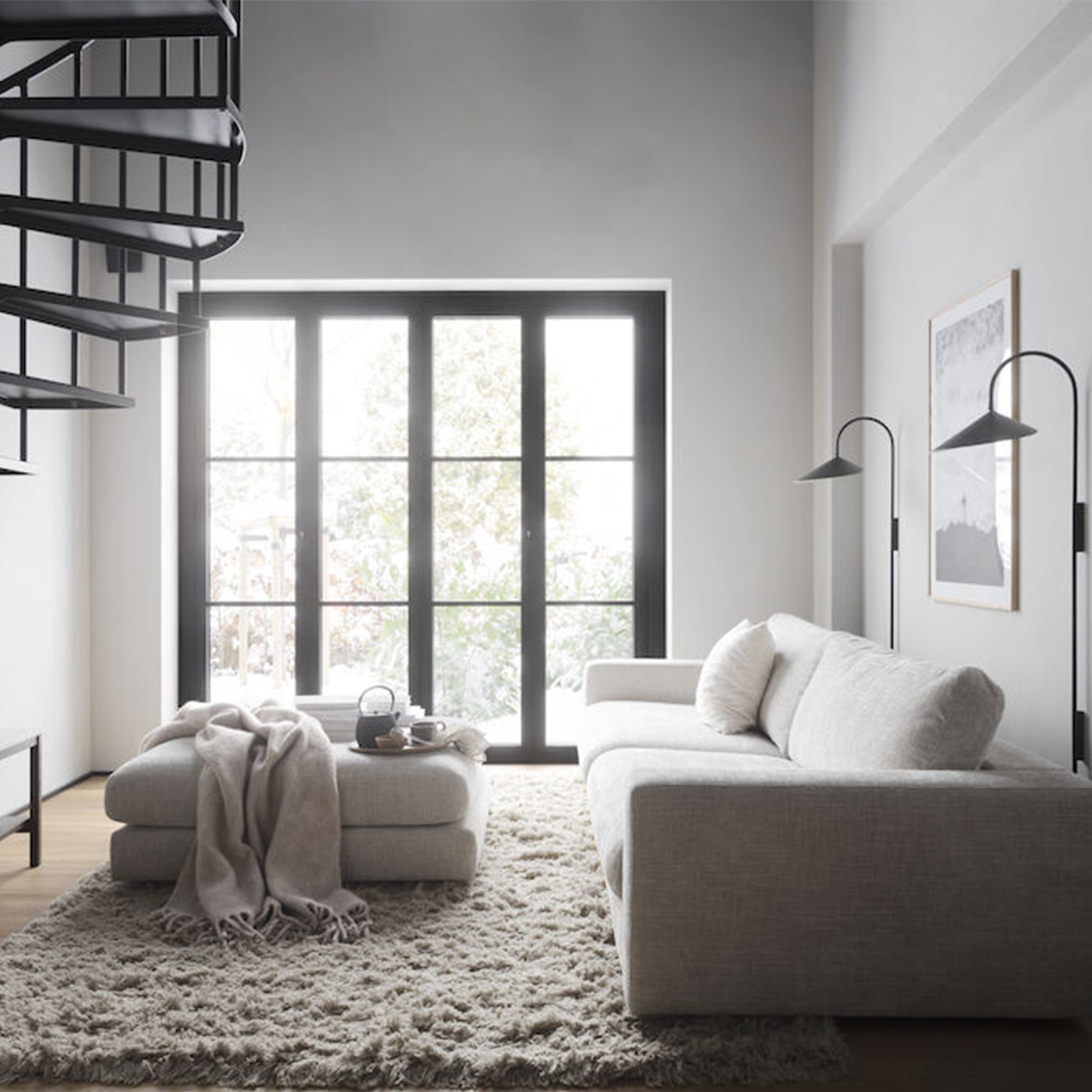 Rowico Home Duncan Fotpall Ljusgrå