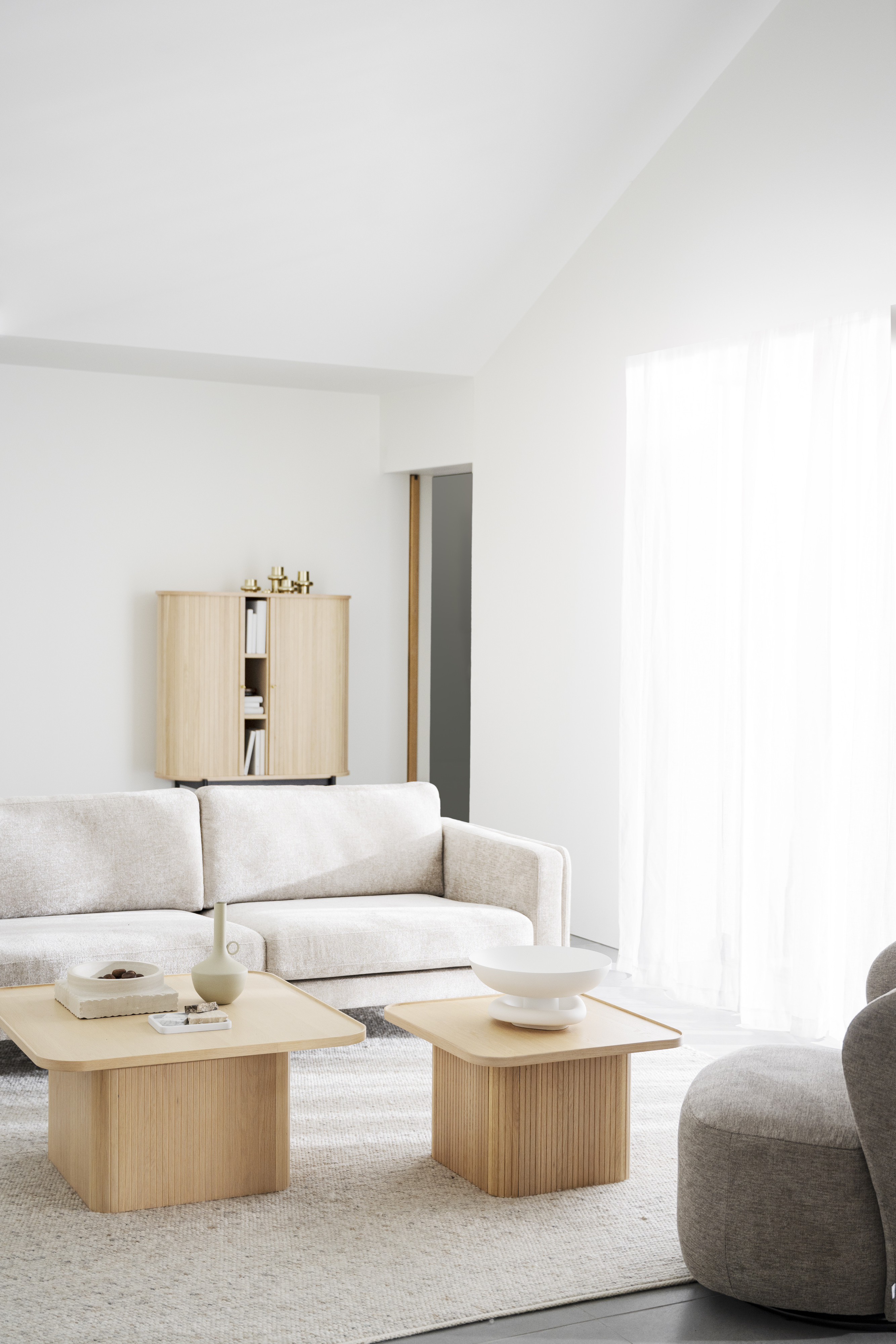 Rowico Home Braden 3-Sitzer Sofa Hellbeige/Weiß Pigmentierte Eiche