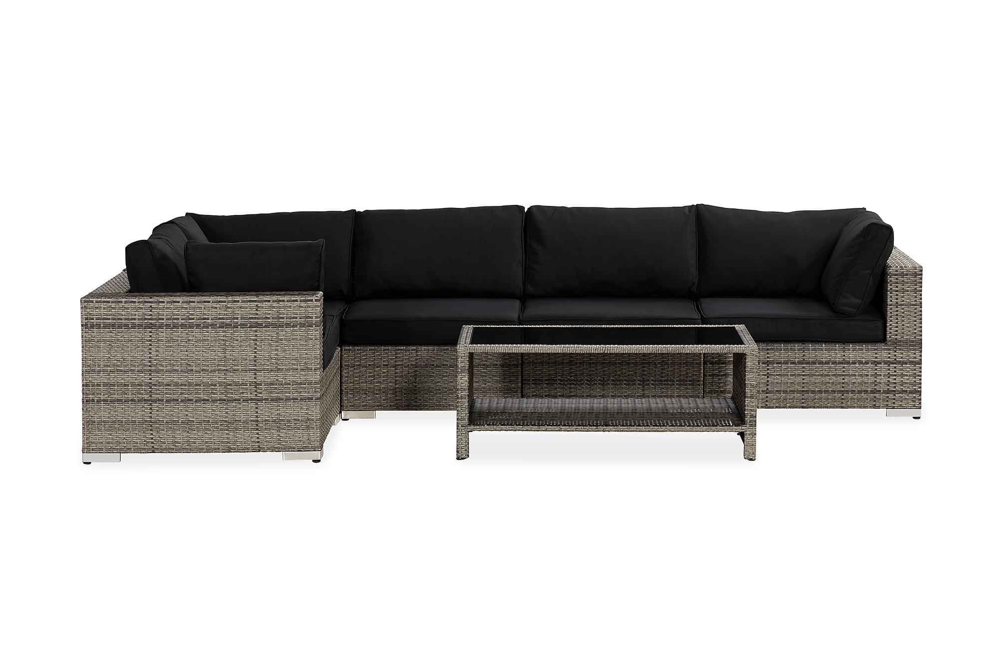 Nordic Outdoor - Bora 5-sits Loungesoffa inkl Bord m Hylla Grå