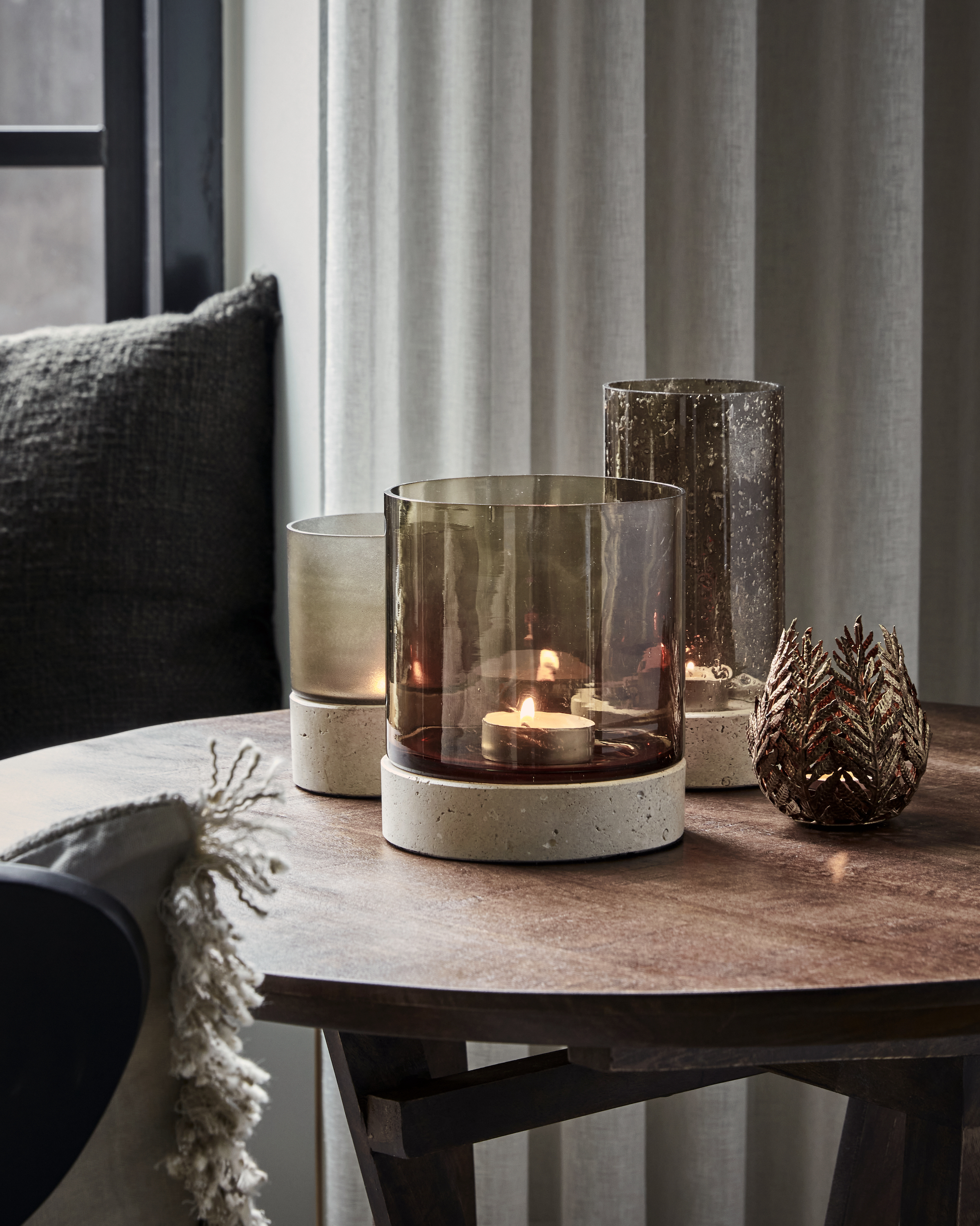 House Doctor Rivo Lysholder Travertin Brun 21cm