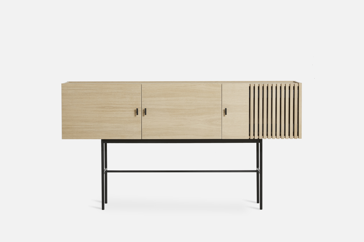 Woud Array Sideboard White Oak/Black 180cm
