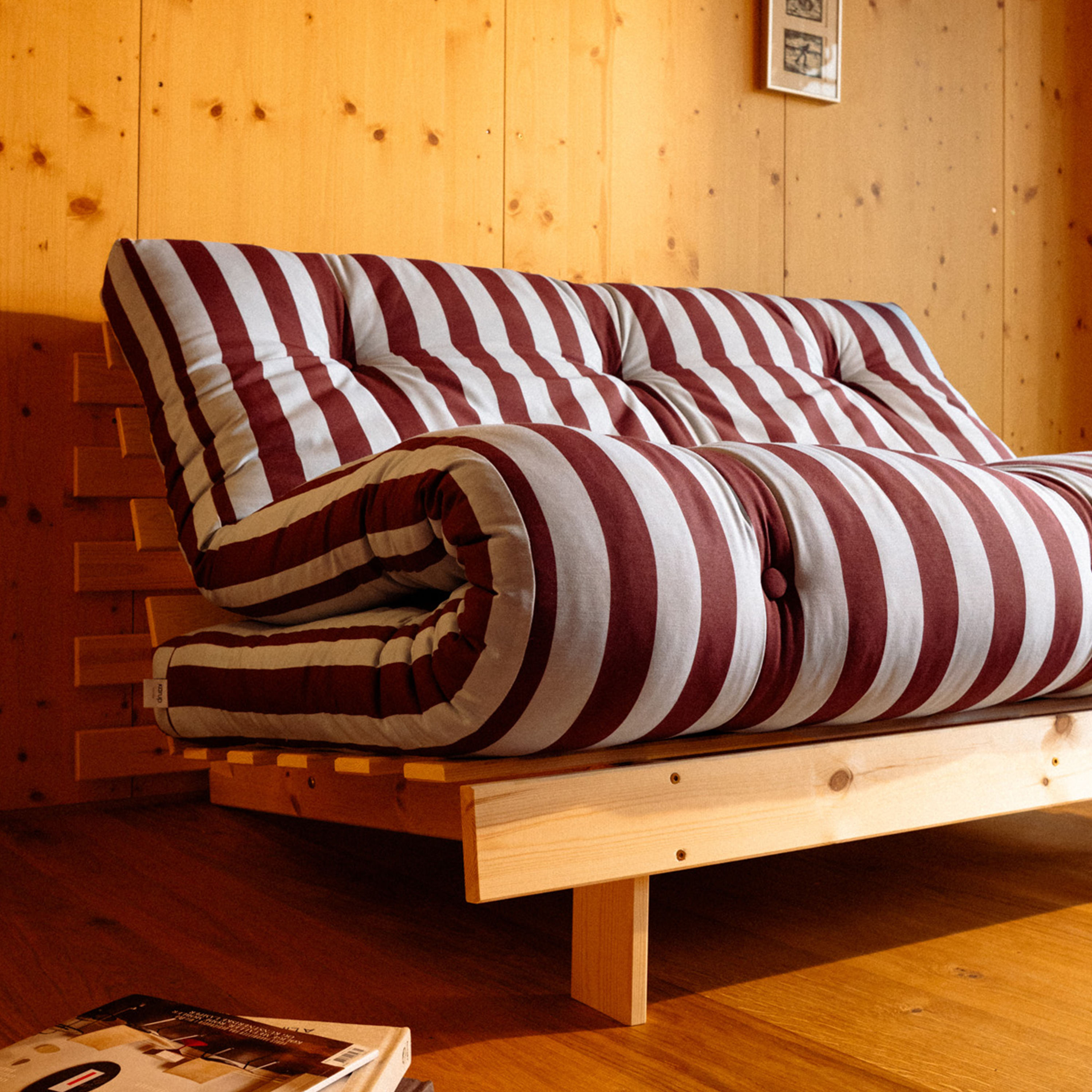 Karup Design Roots Bäddsoffa Natur/Burgundy Light Blue 140cm