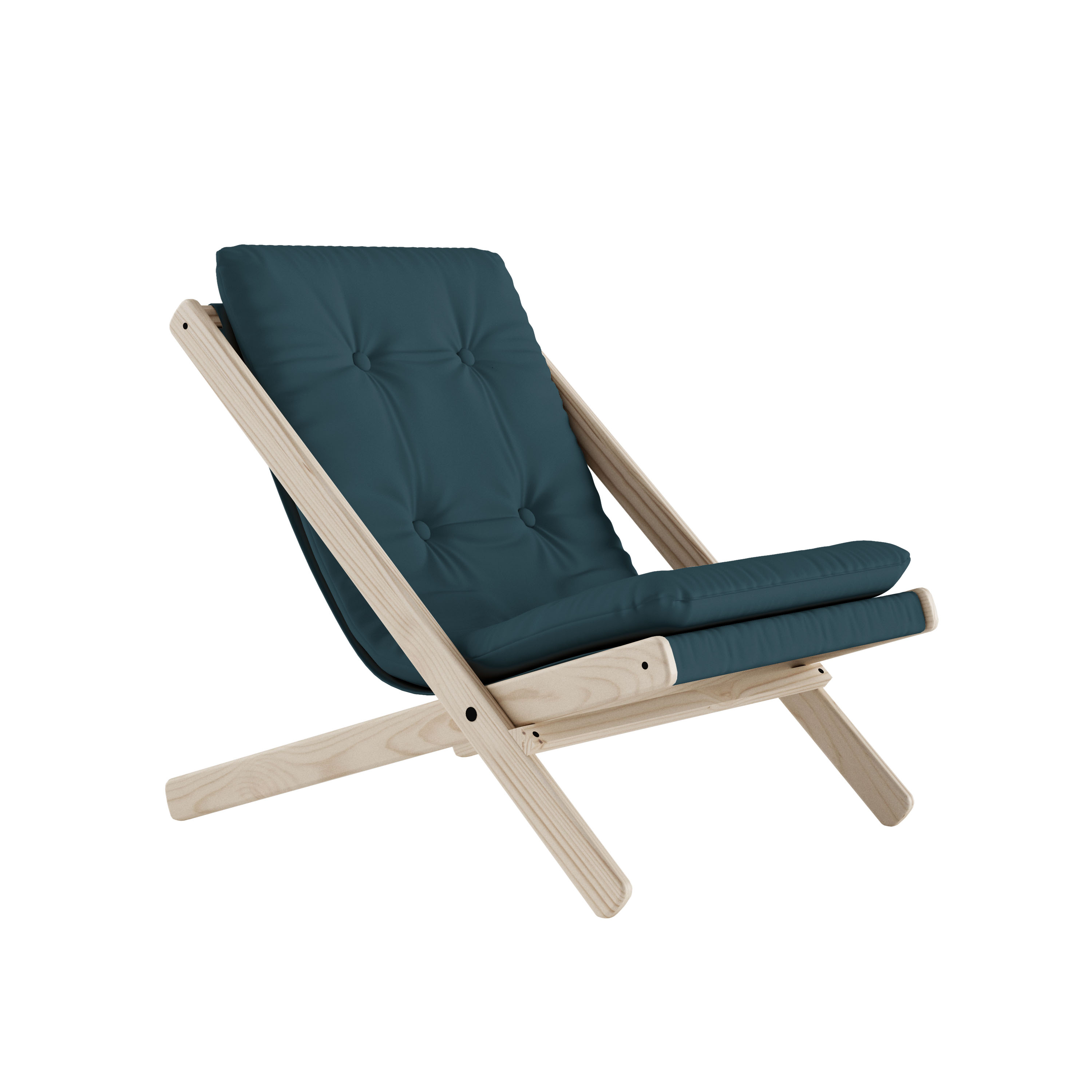 Boogie Loungestol Natur/Petrol Blue
