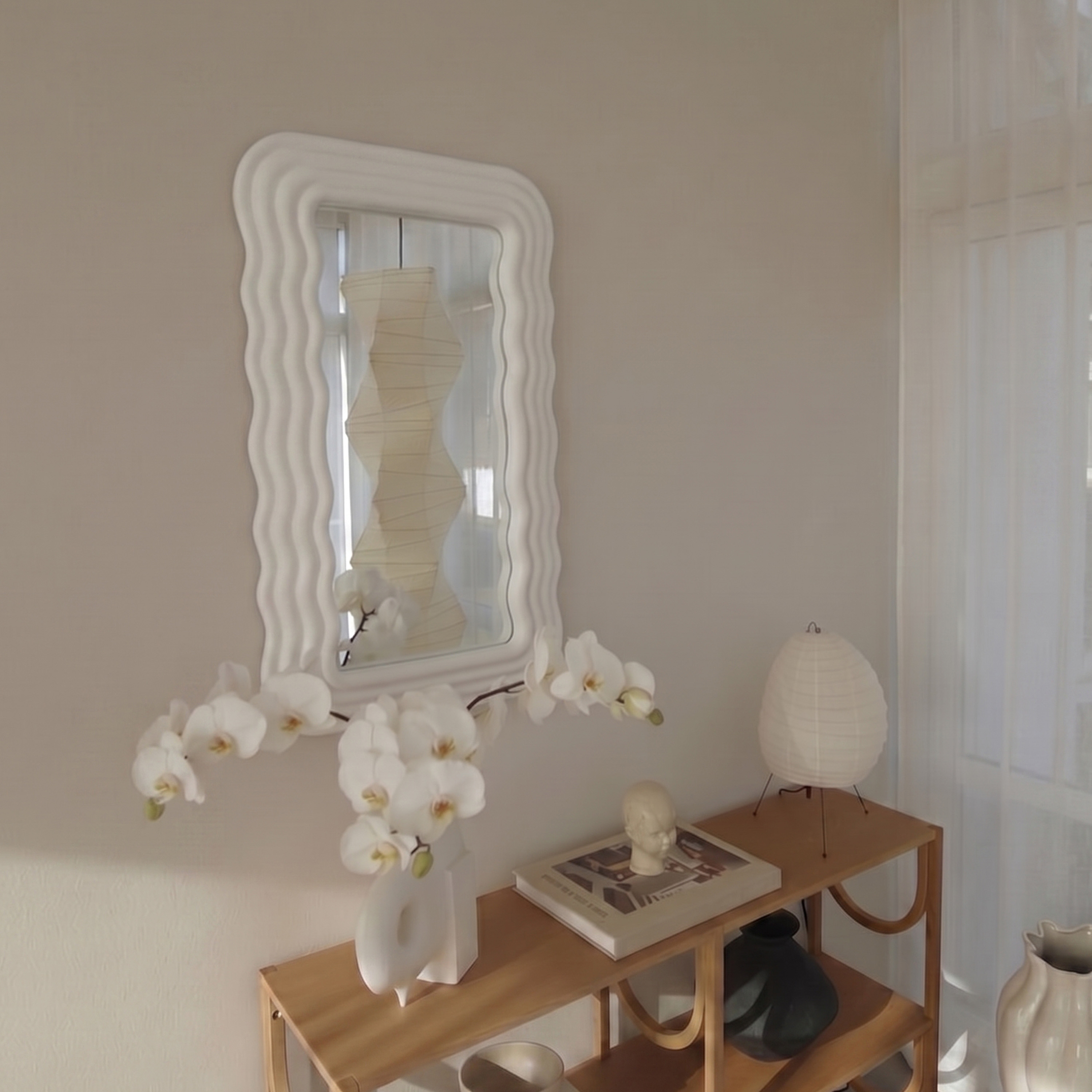 Sleepo Collection Wave Spegel Matt Vit 80x50