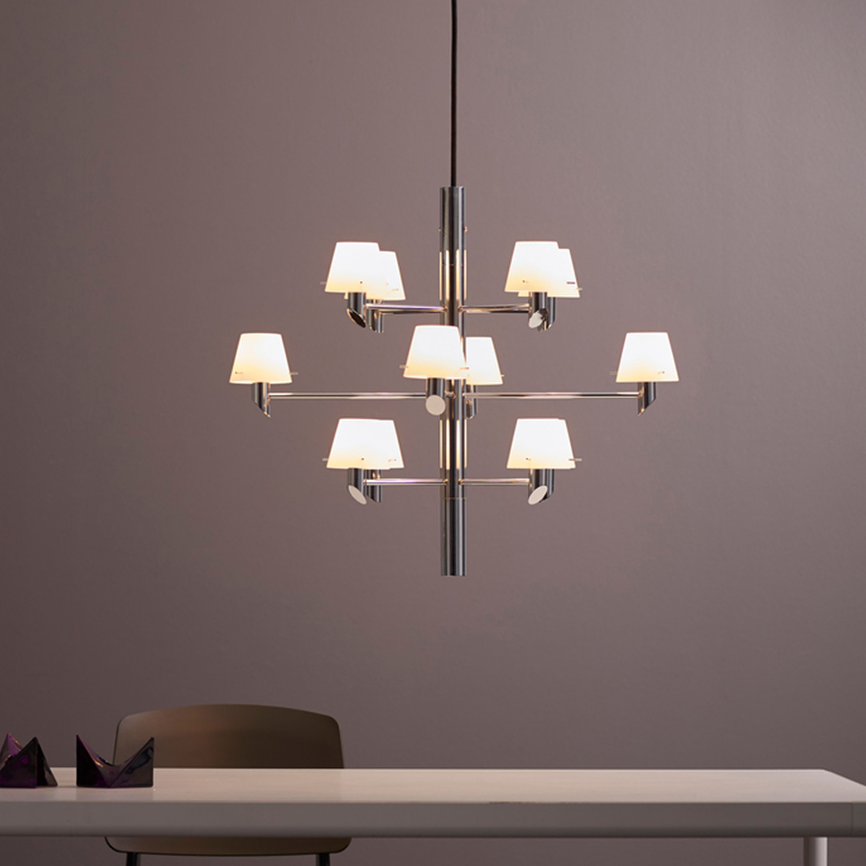 Herstal Gil 12 Deckenleuchte Chrom / Opalglas