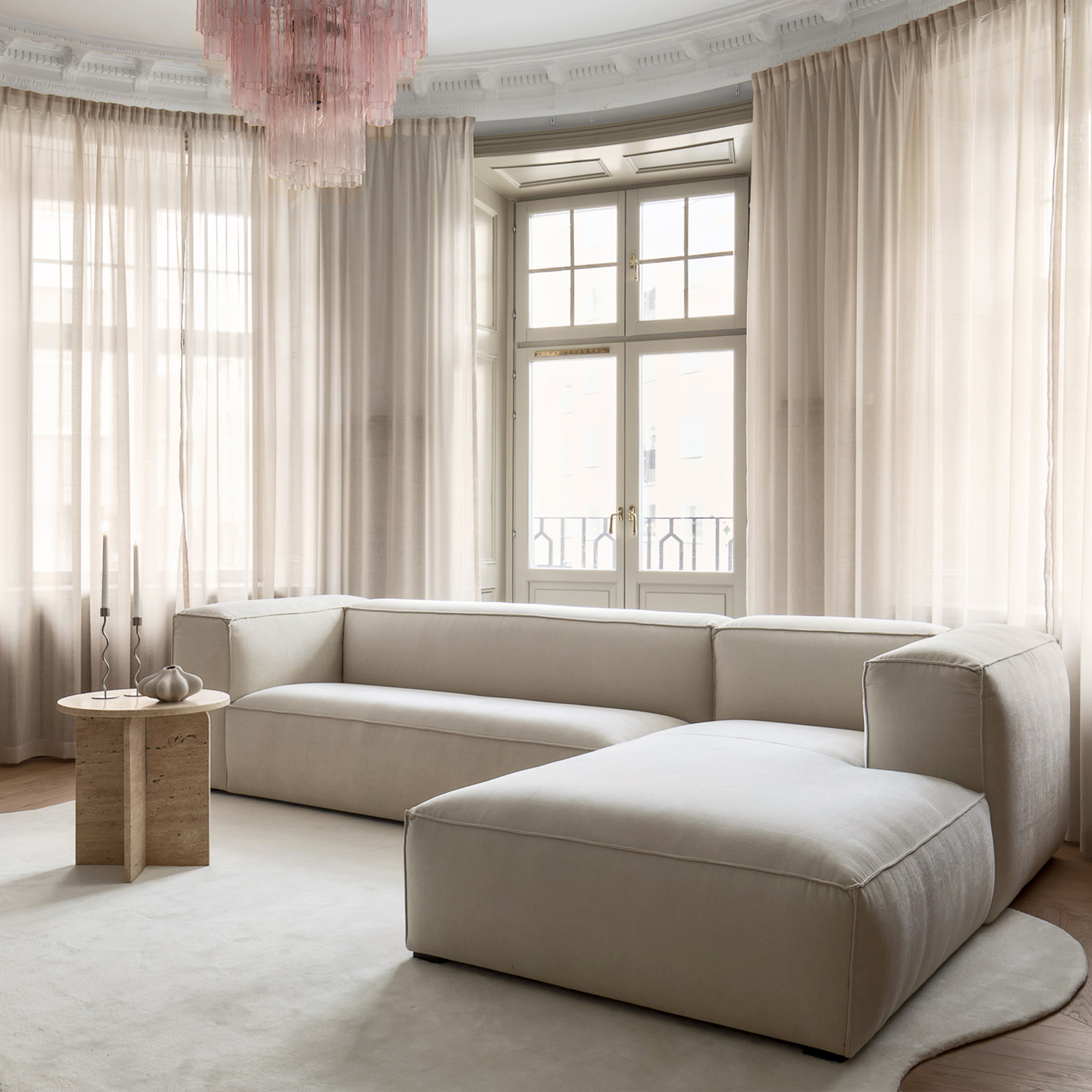 Sleepo Collection Luca Divaanisohva Oikea Creme 309cm