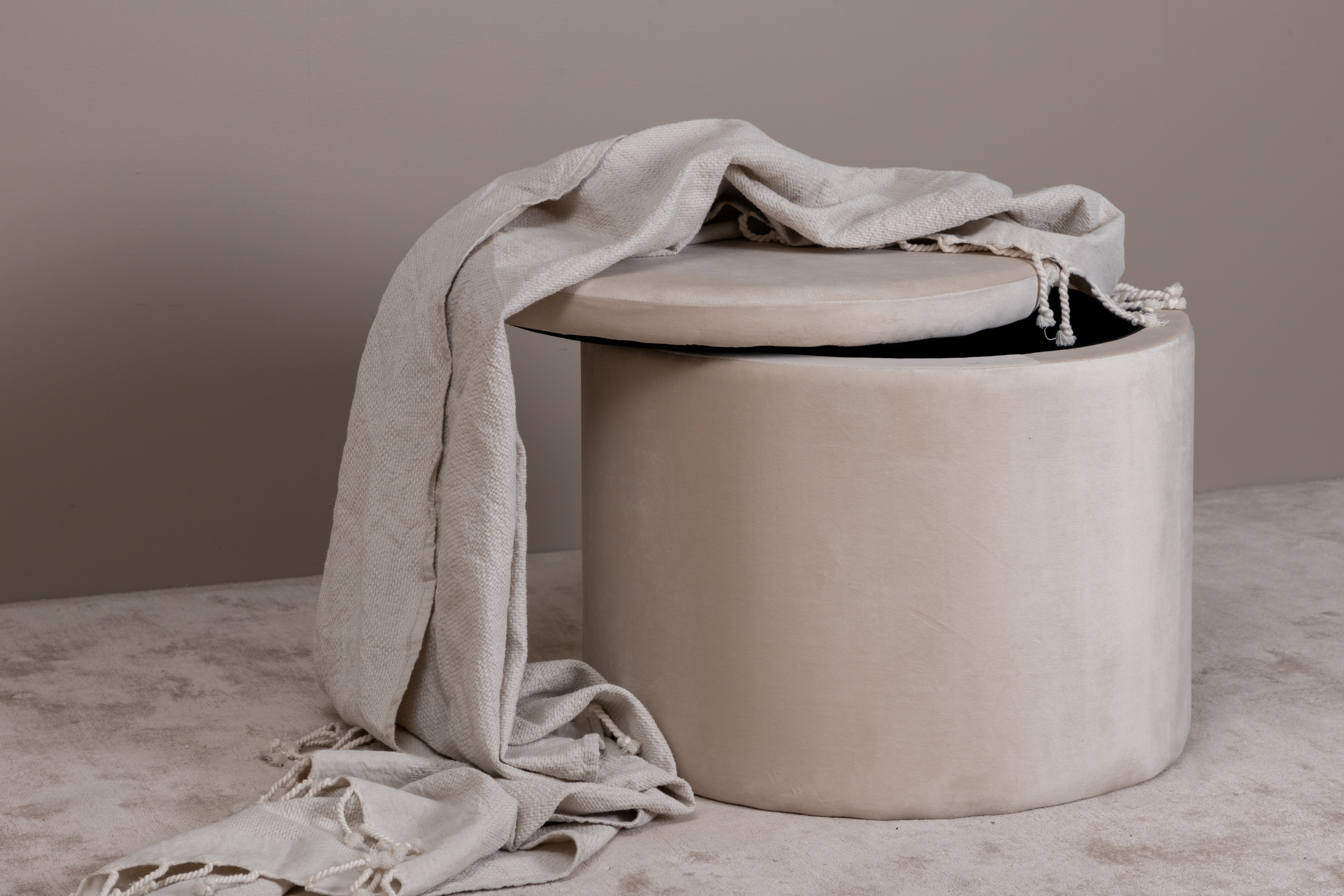 Venture Home Frances Sittpuff Förvaring Sammet Beige