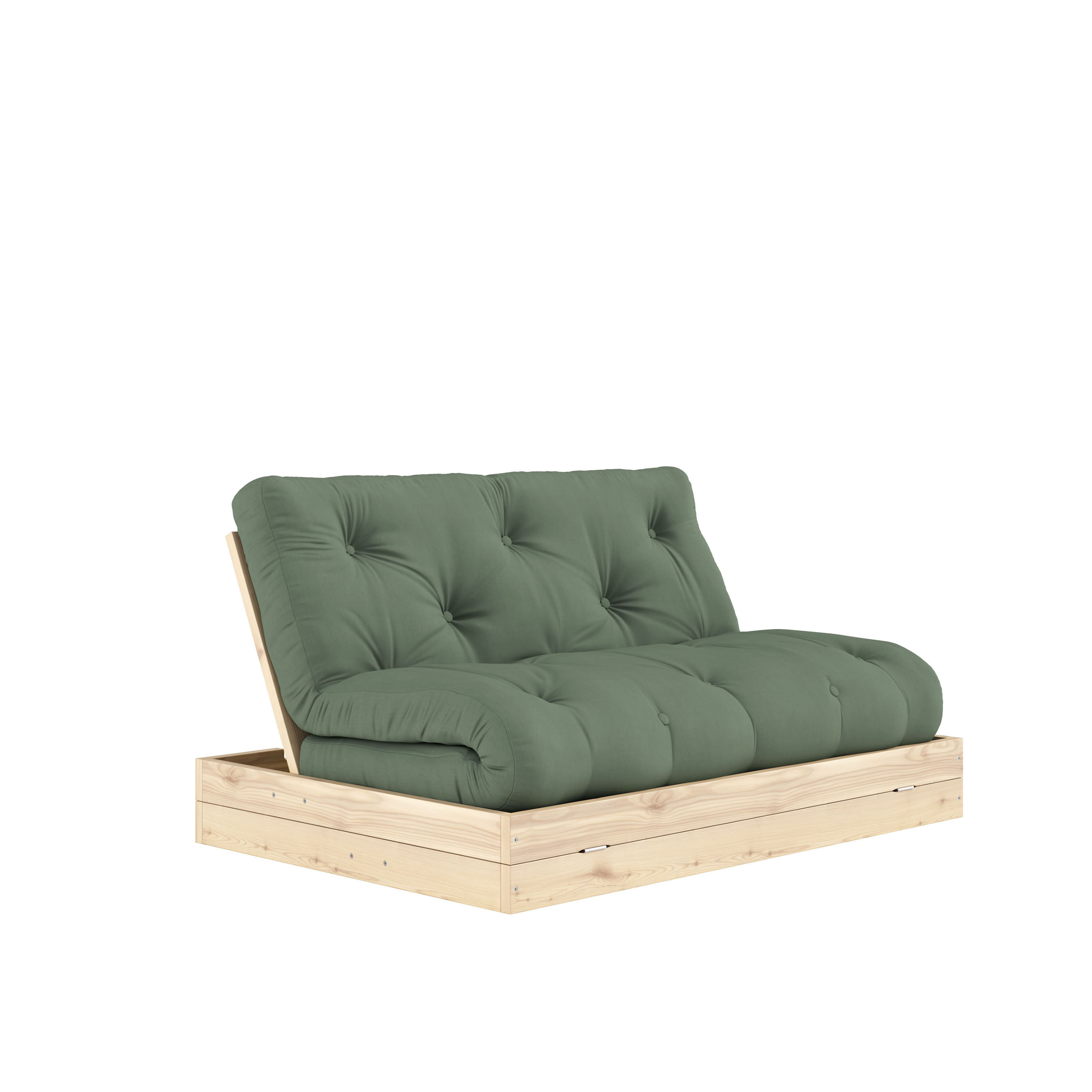 Flip Vuodesohva Raw patjalla Olive Green 140x200