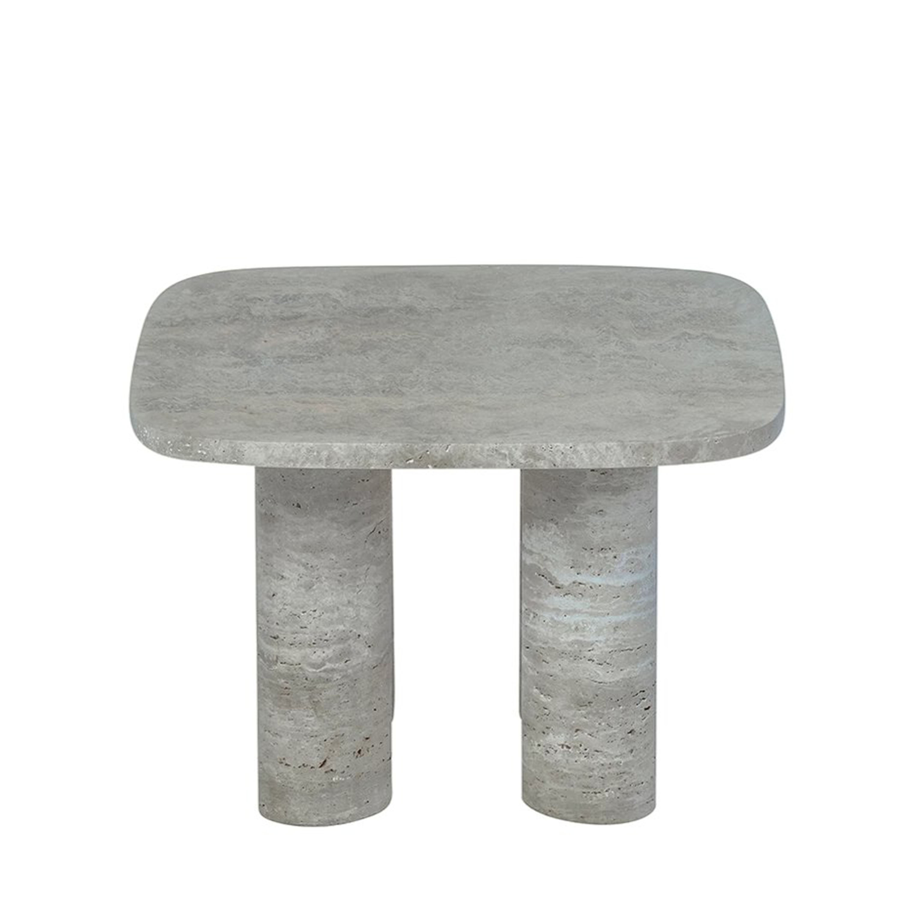 Blomus - Volos Sidebord Sølv Travertin 52x52 - Grå