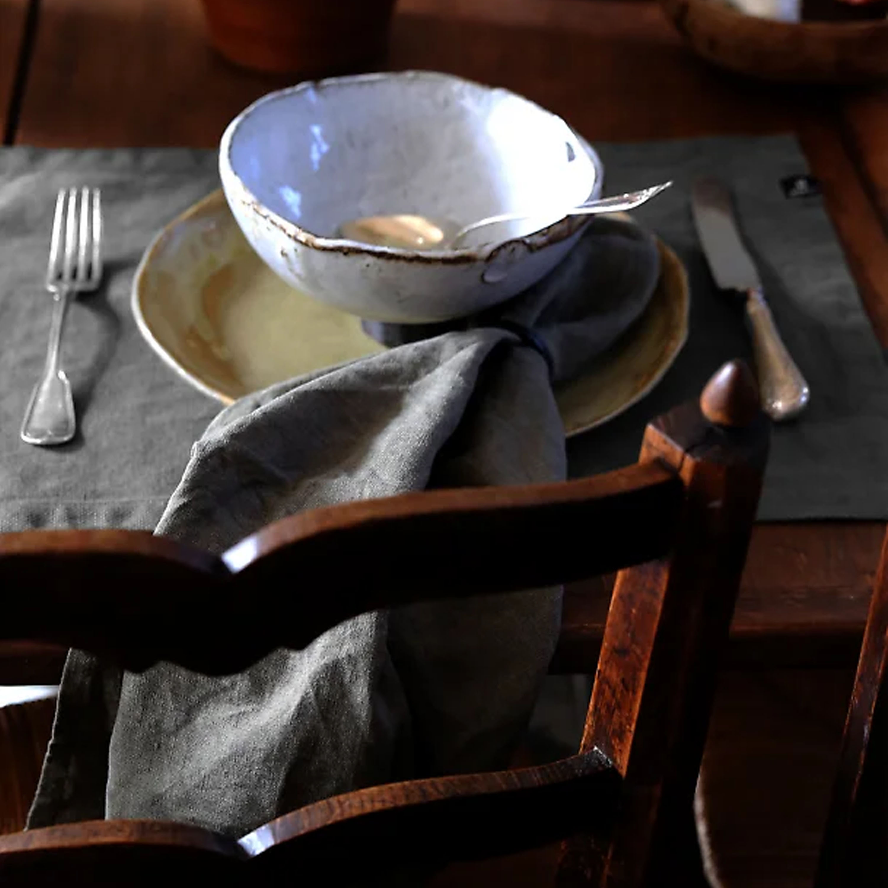 Himla Sunshine Leinenserviette Charcoal 4er-Pack