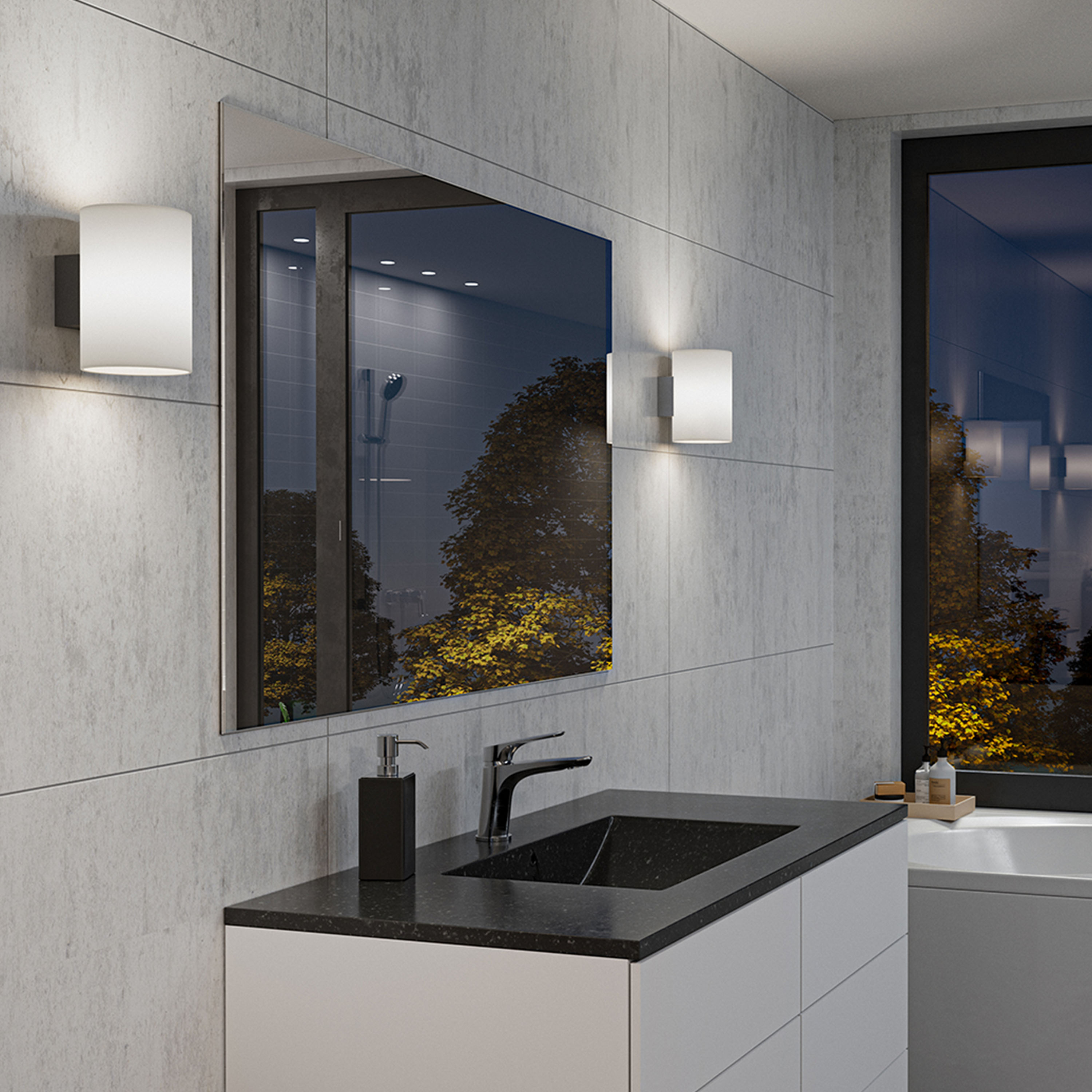 Herstal Evoke Wandleuchte Anthrazit/Opalglas Large