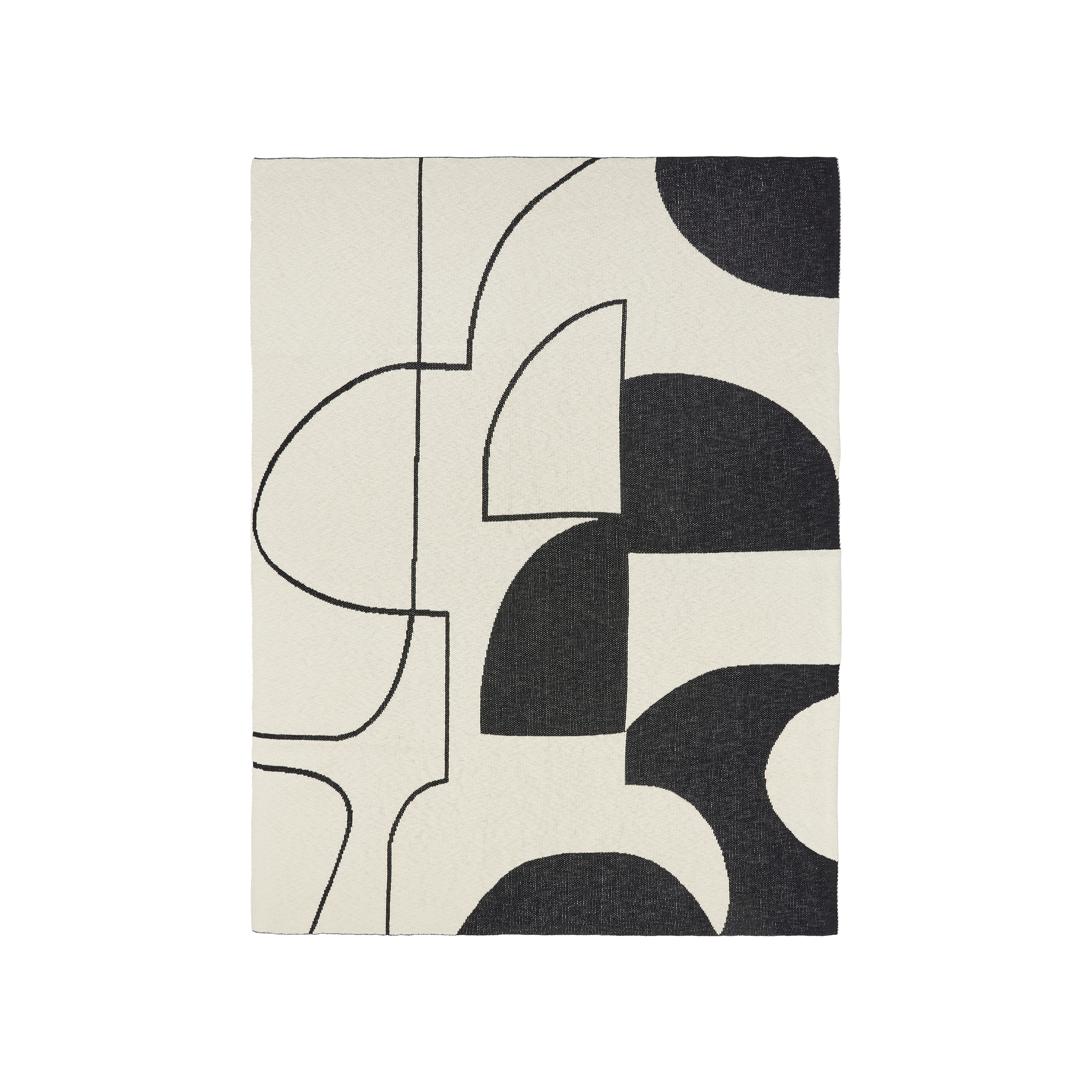 Broste Copenhagen - Maren Pläd Black/Off White 130x180 - Vit