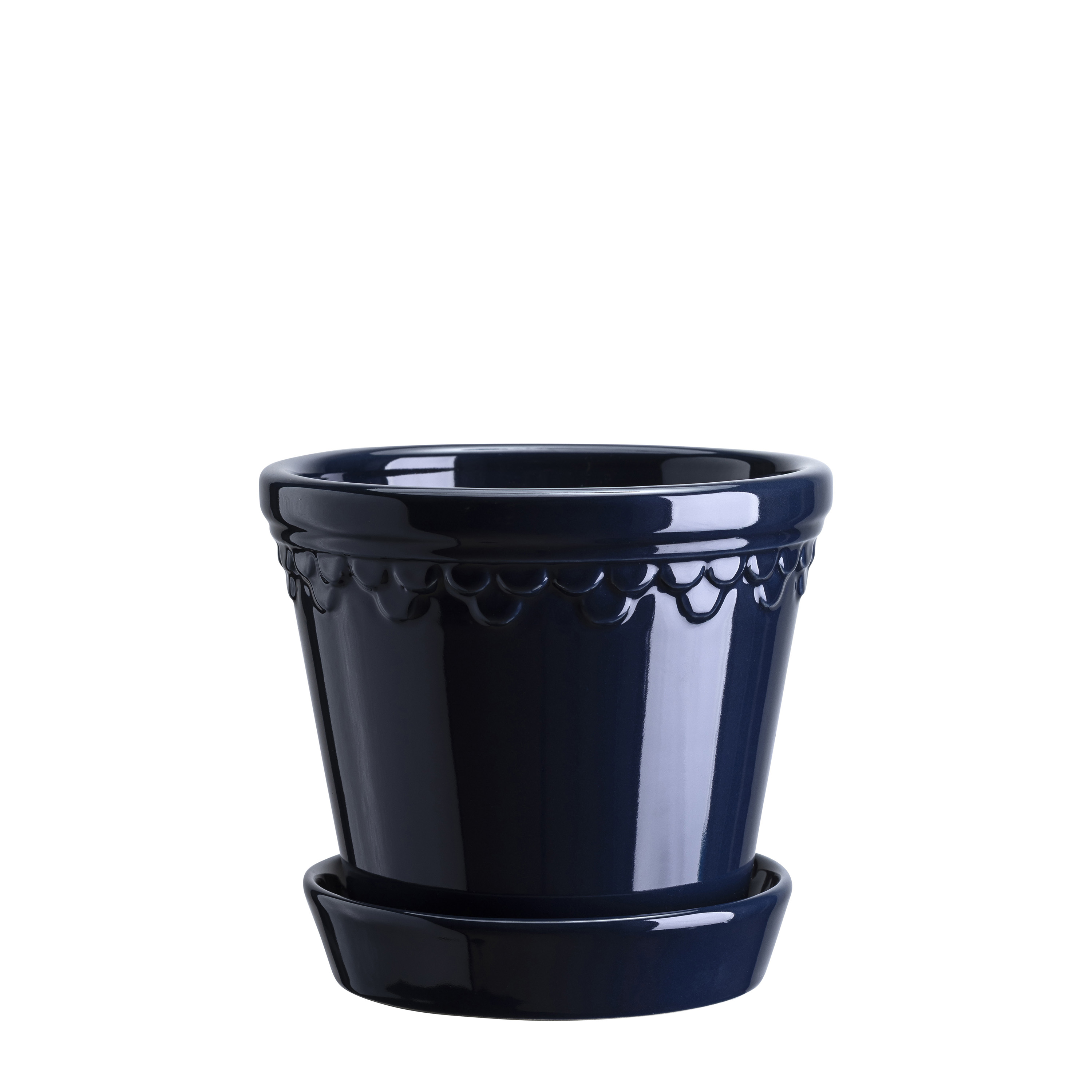 Københavner Kruka med fat Glazed Sapphire Blue Ø14