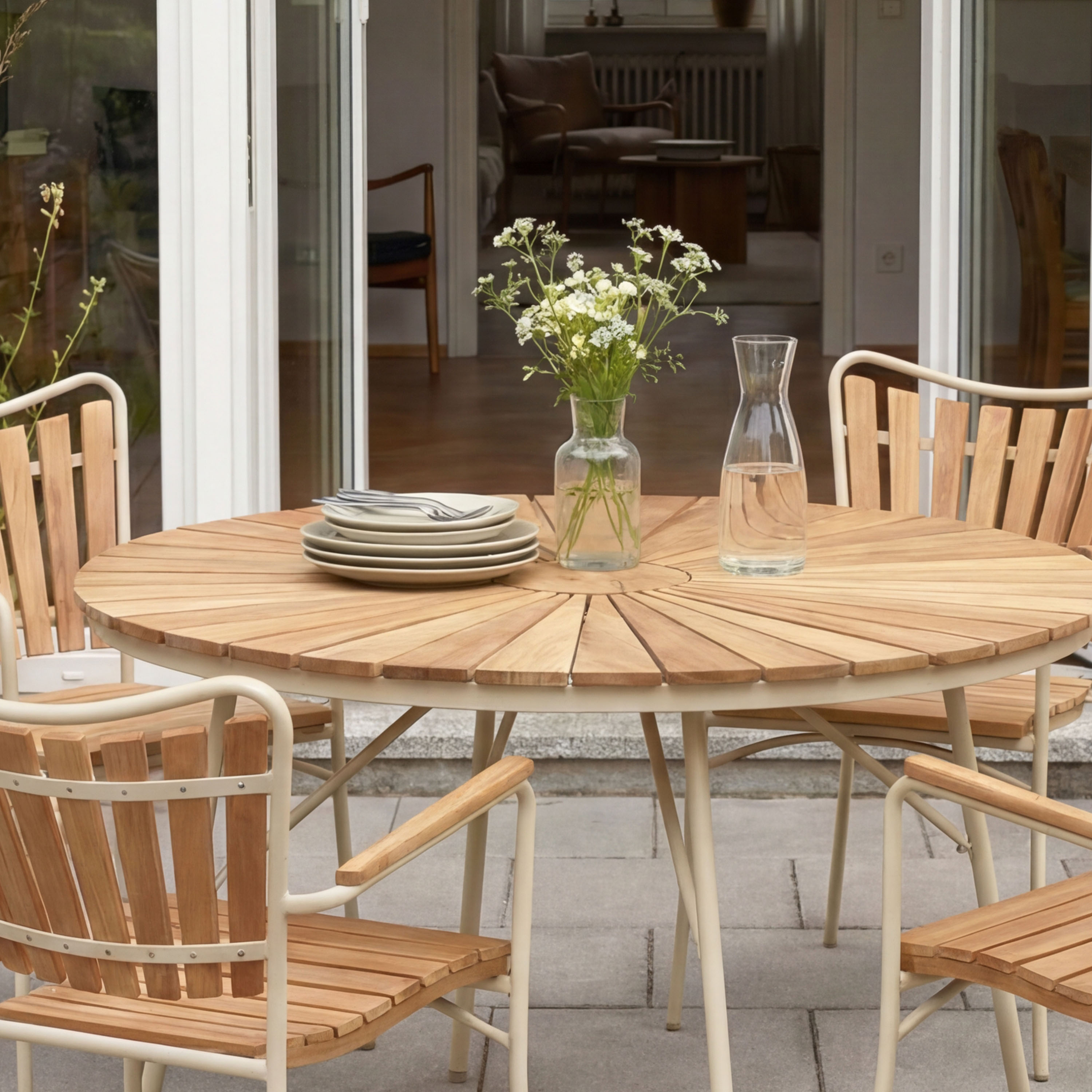 Cinas Ellen Ruokapöytä Sandy Grey/Teak Ø110