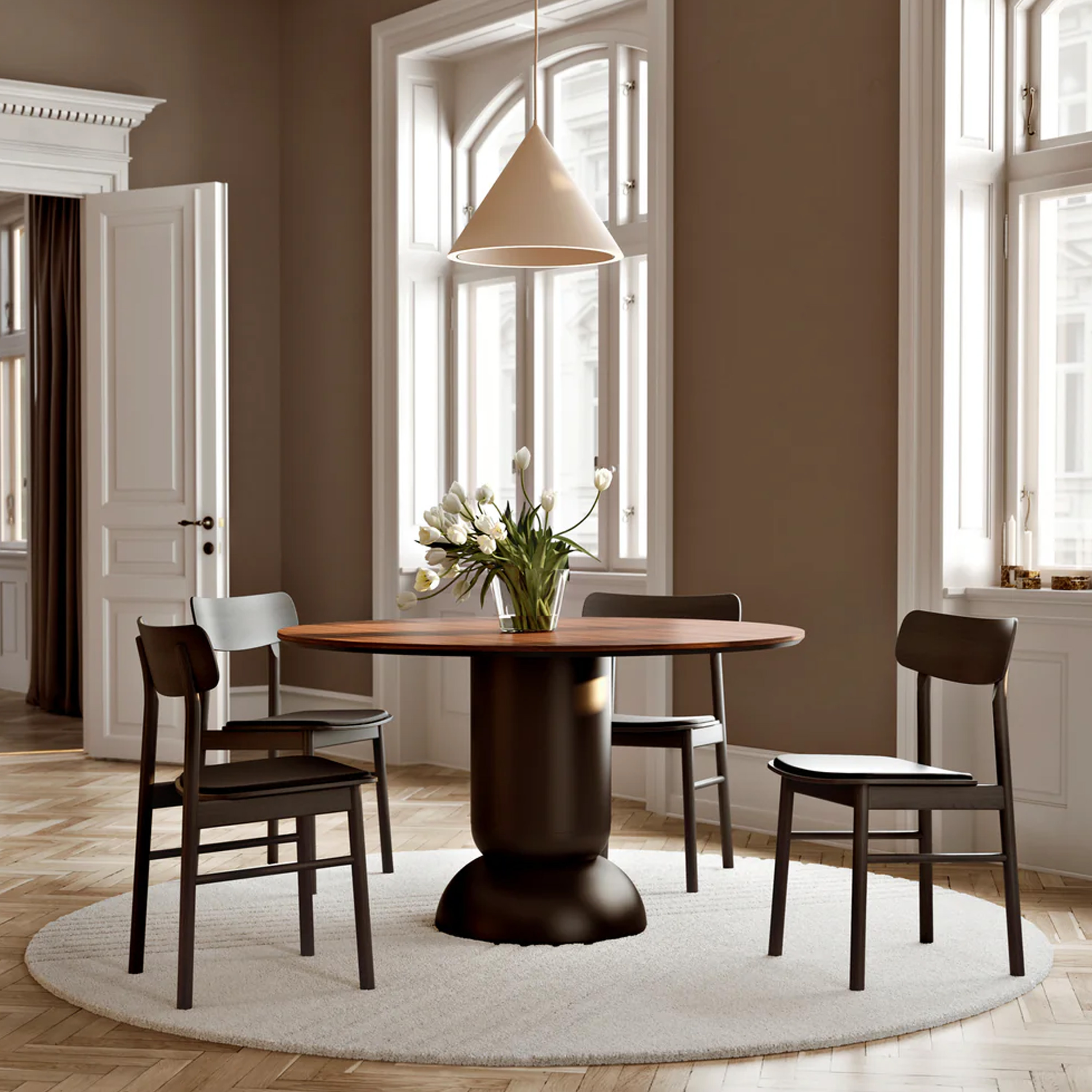 Woud Soma Spisestol Svart/Svart Lær