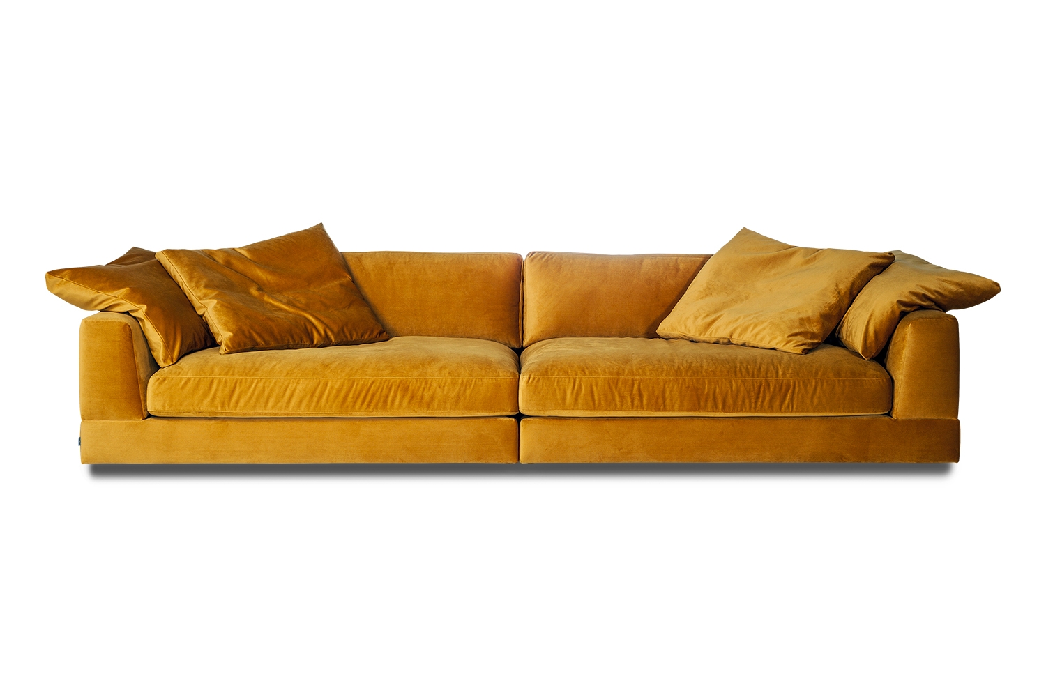 Sleepo Collection - Cooper 4-sits Soffa Sammet Gul 324cm