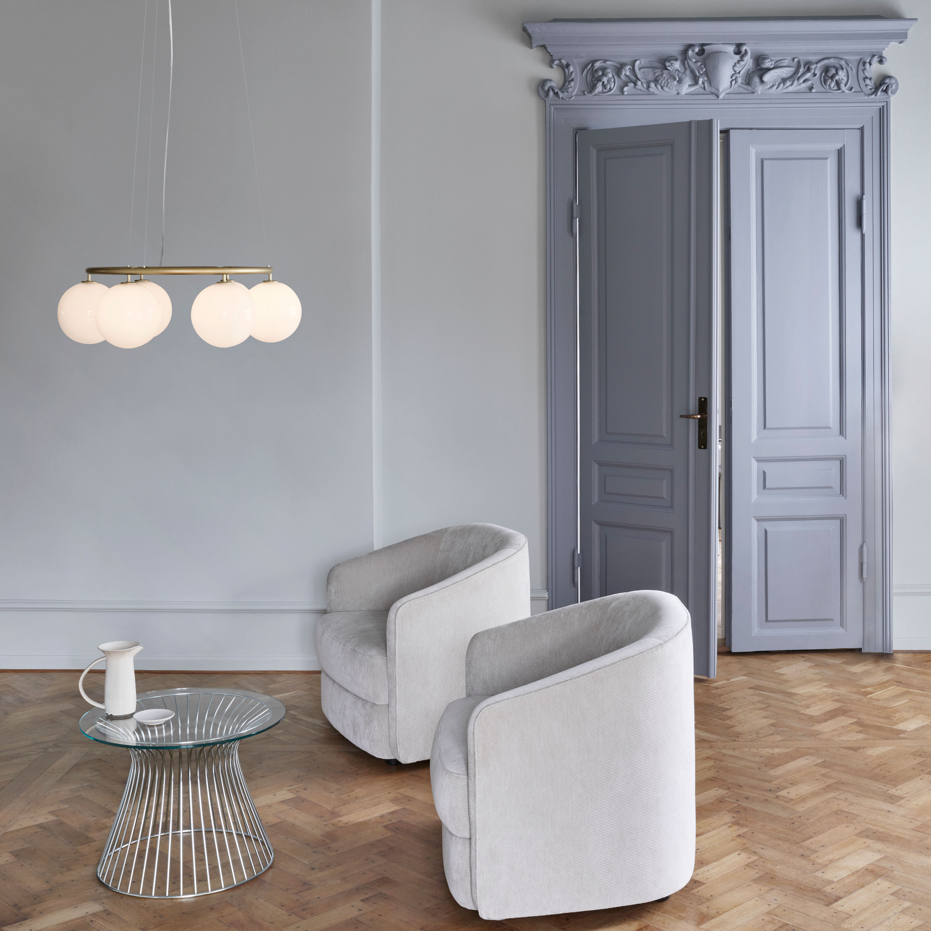Nuura Miira 6 Circular Taklampa Brass/Opal Ø80