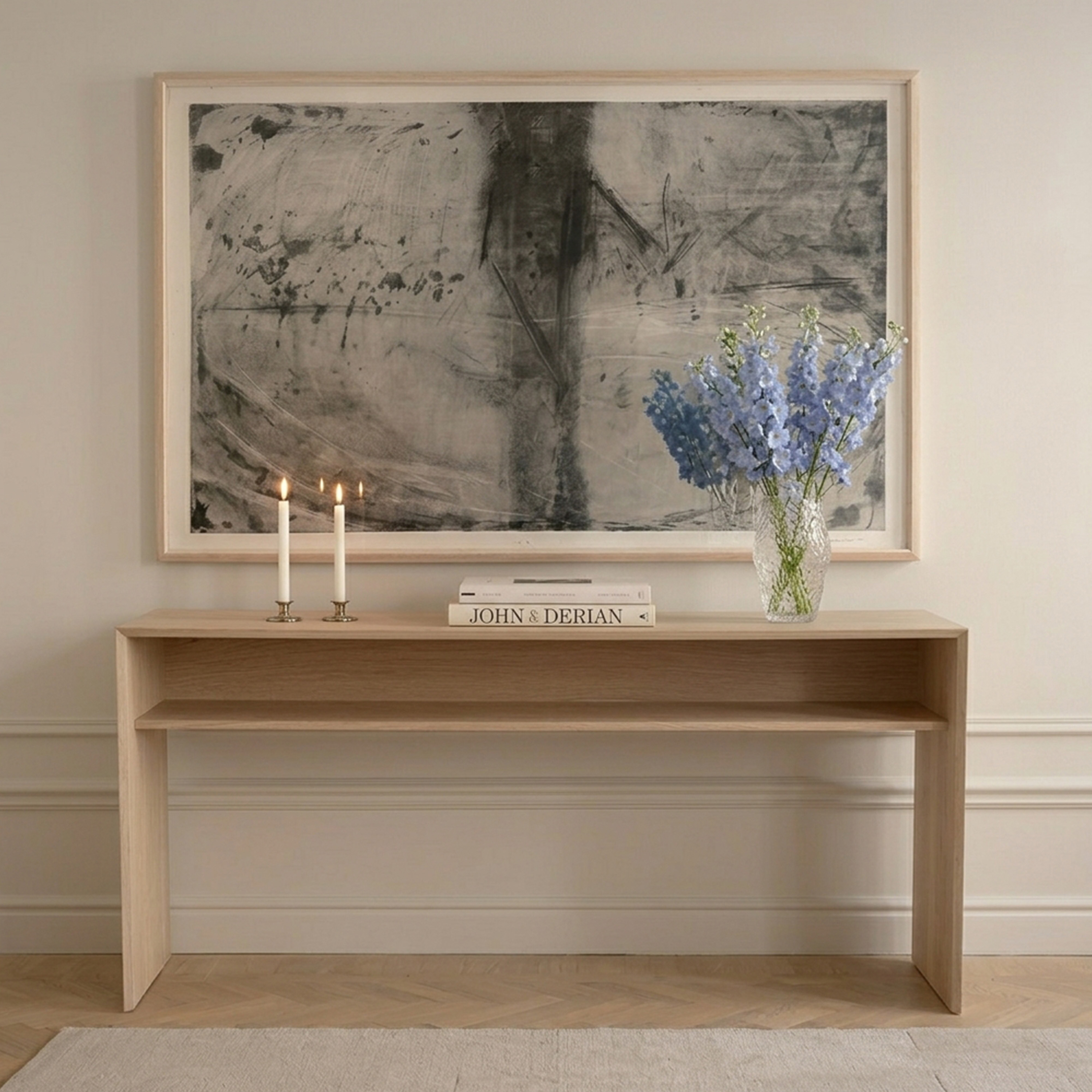 Sleepo Collection Esme Konsolbord med Hylla Vitoljad Ek 160cm