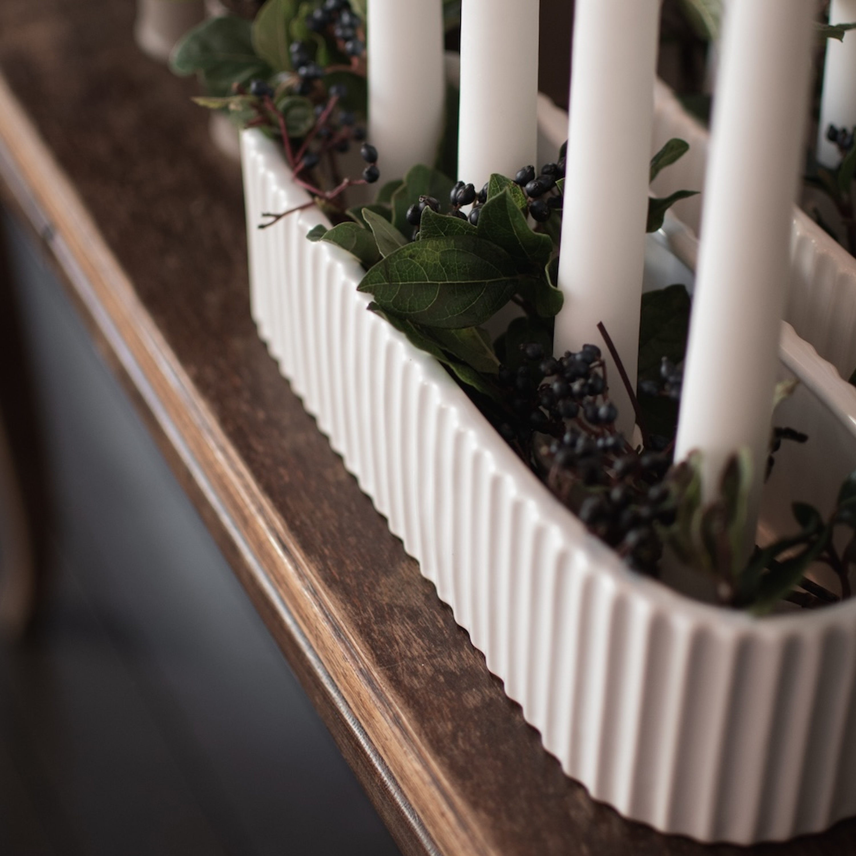 DBKD Stripe Adventskranz Glänzendes Weiß