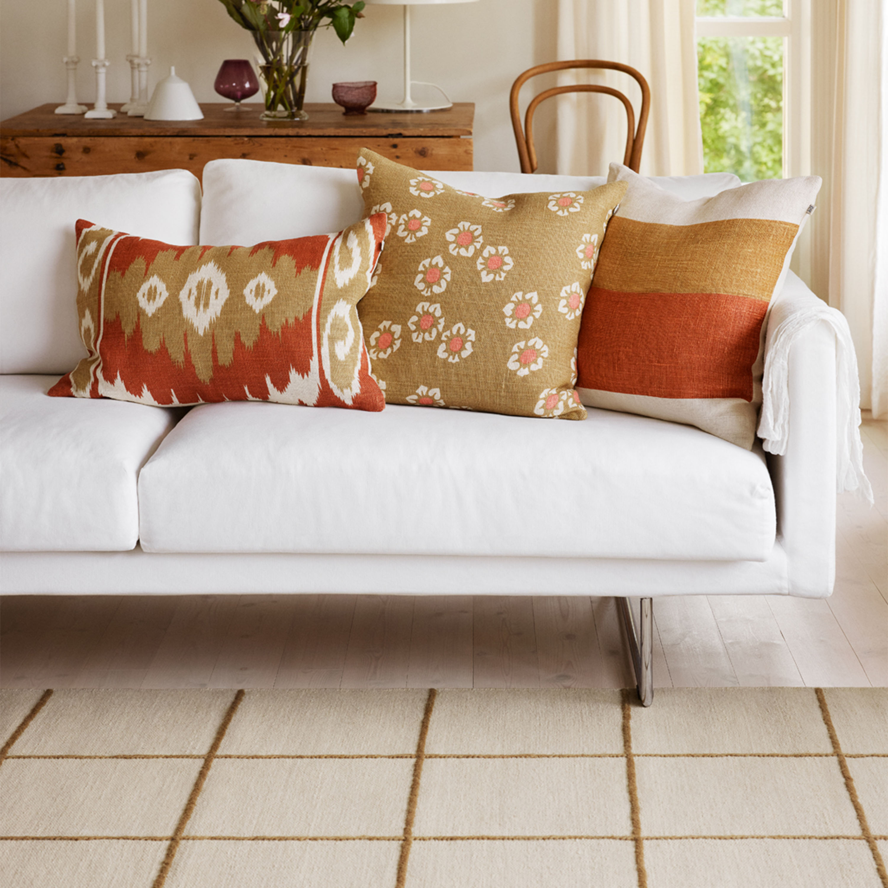 Chhatwal &amp; Jonsson Laya Putevar Lin Apricot Orange/Khaki 50x50