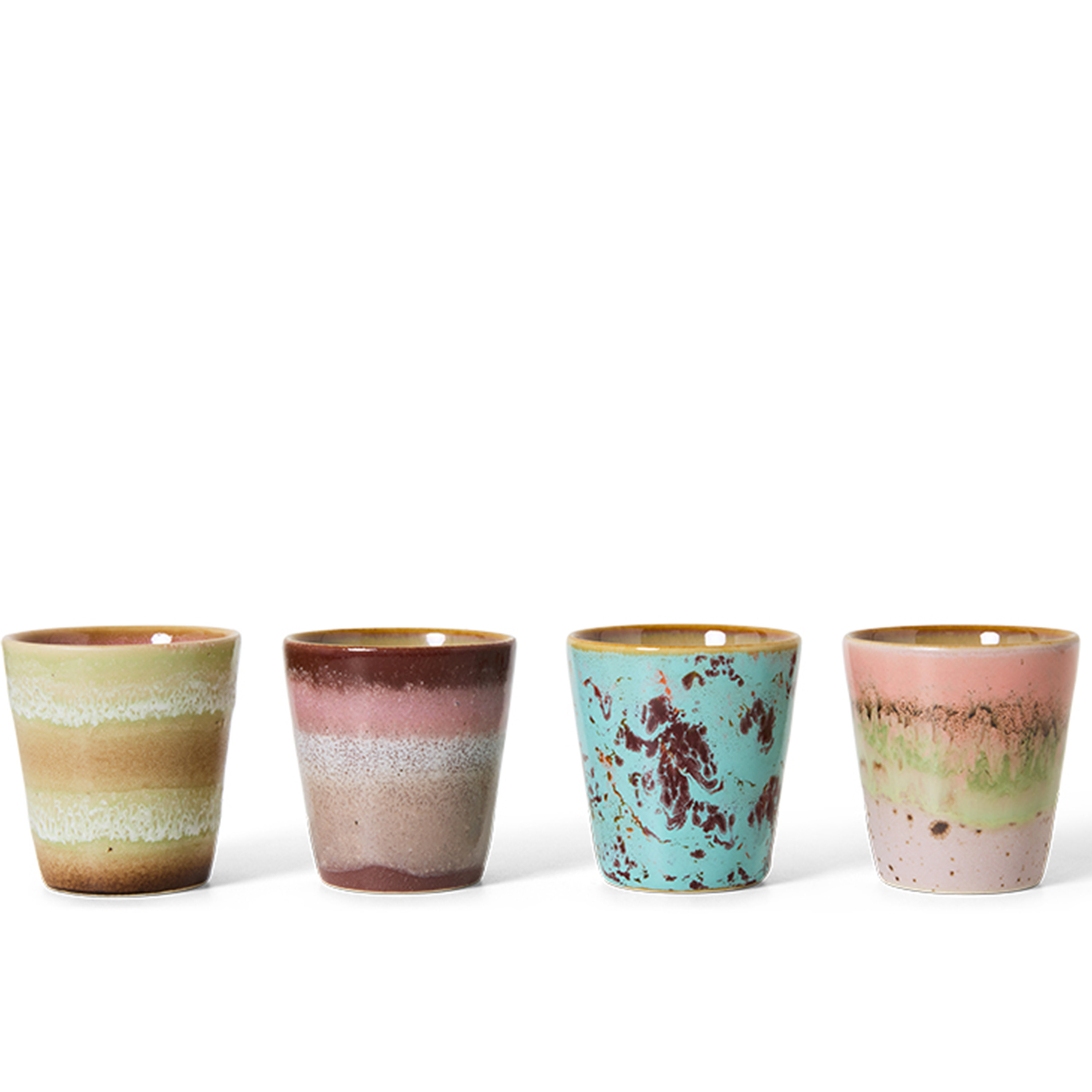 HKliving 70s Ceramics Kahvikuppi Futurism 4 kpl