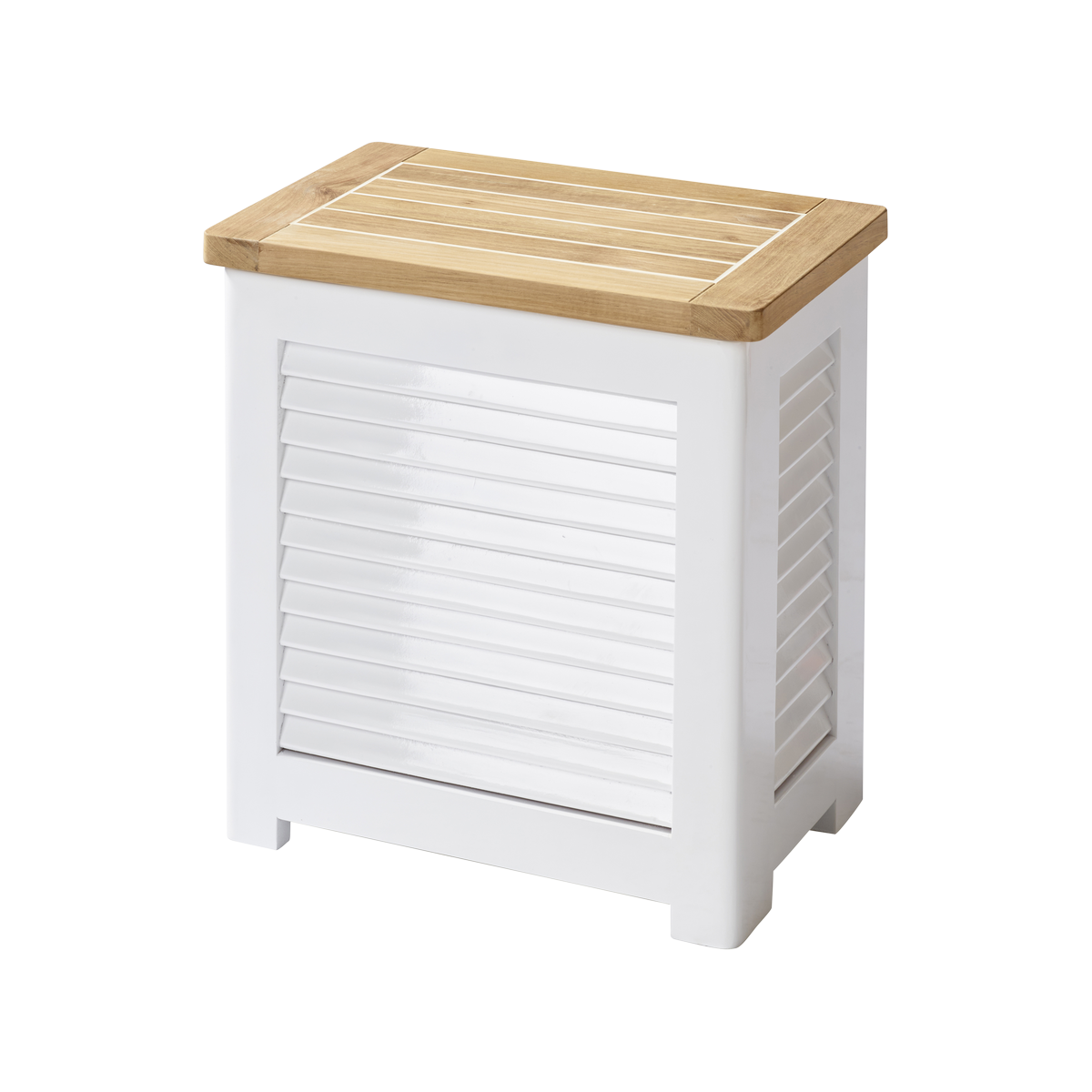 Cinas - Classic Wäschekorb Teak/Weiß 45cm - Kleiderschränke & Wäschekörbe
