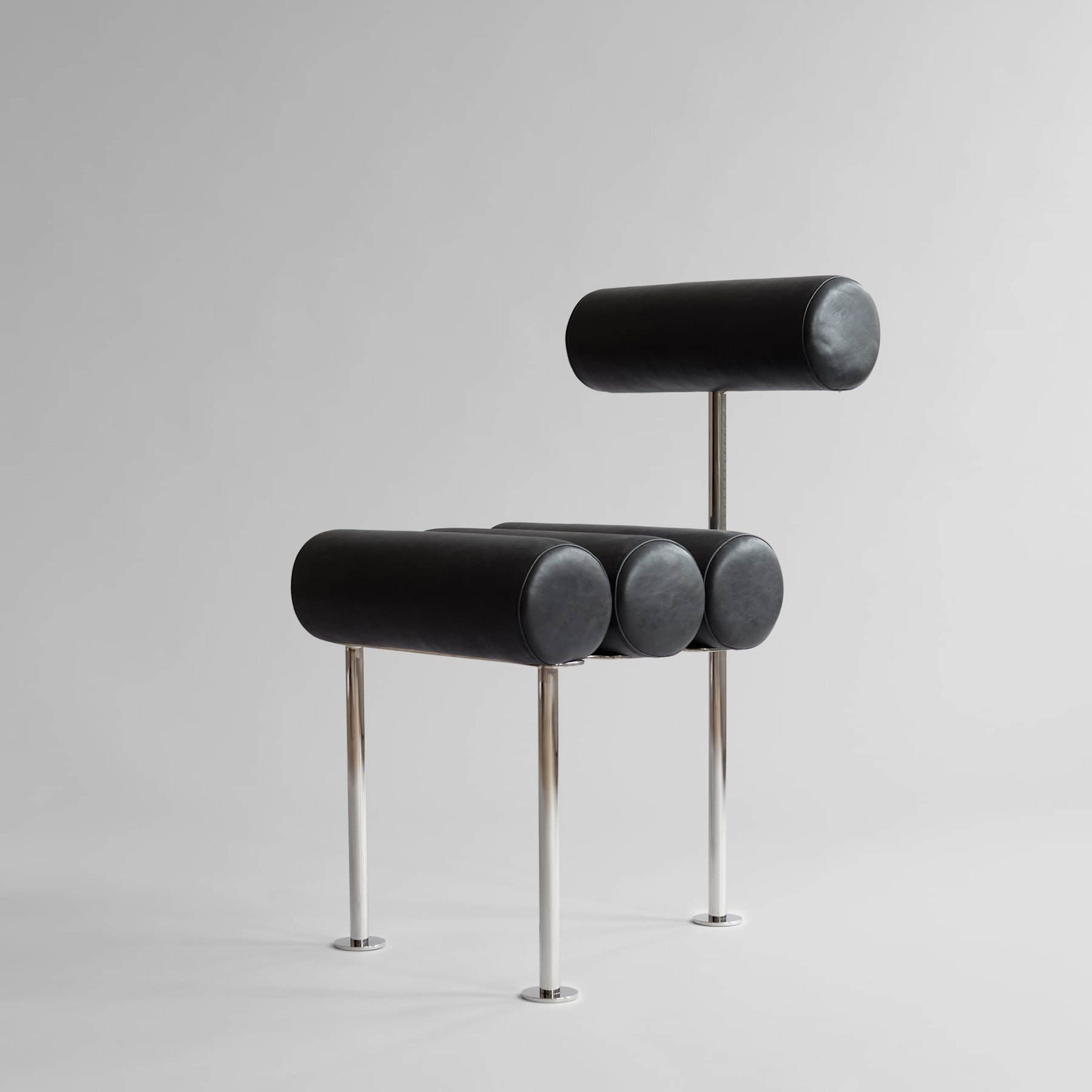 101 Copenhagen Hiro Matstol Stainless Steel/Aniline Leather Black