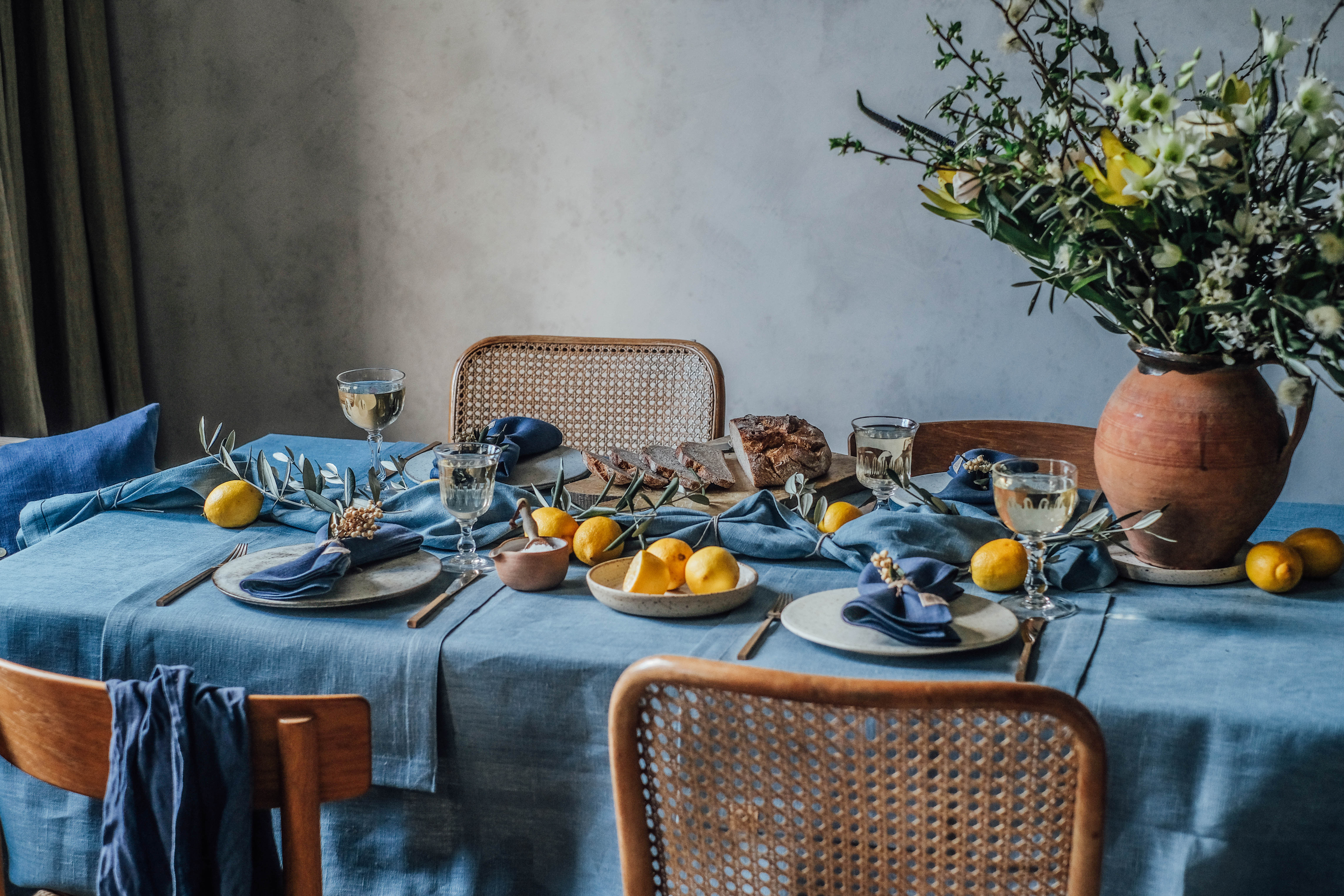 Lovely Linen Lovely Linneduk Dusty Blue 145x300