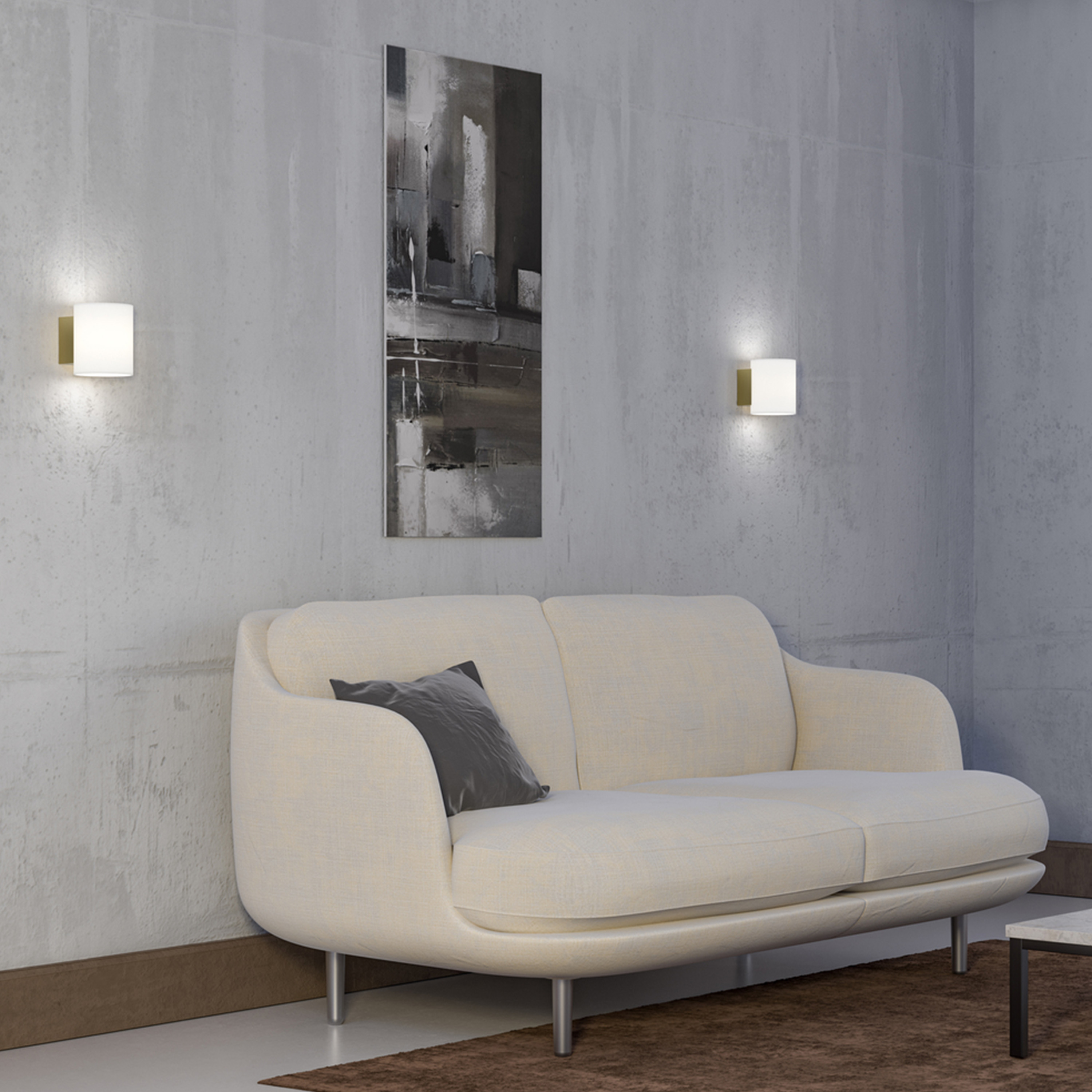 Herstal Evoke Vegglampe Satin brass/Opalglass Small