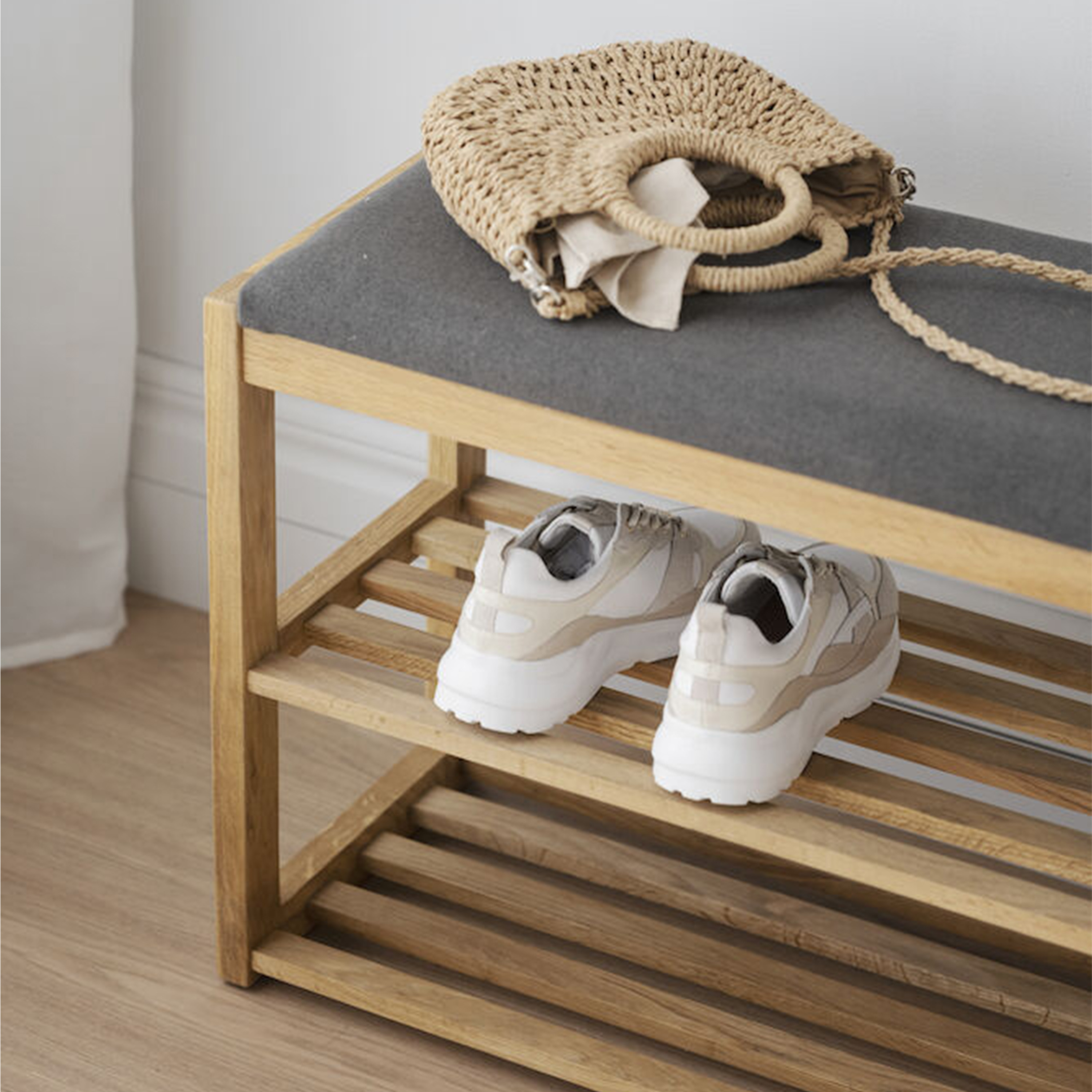 Rowico Home Confetti Skoställ/Sittbänk Ek/Mörkgrå