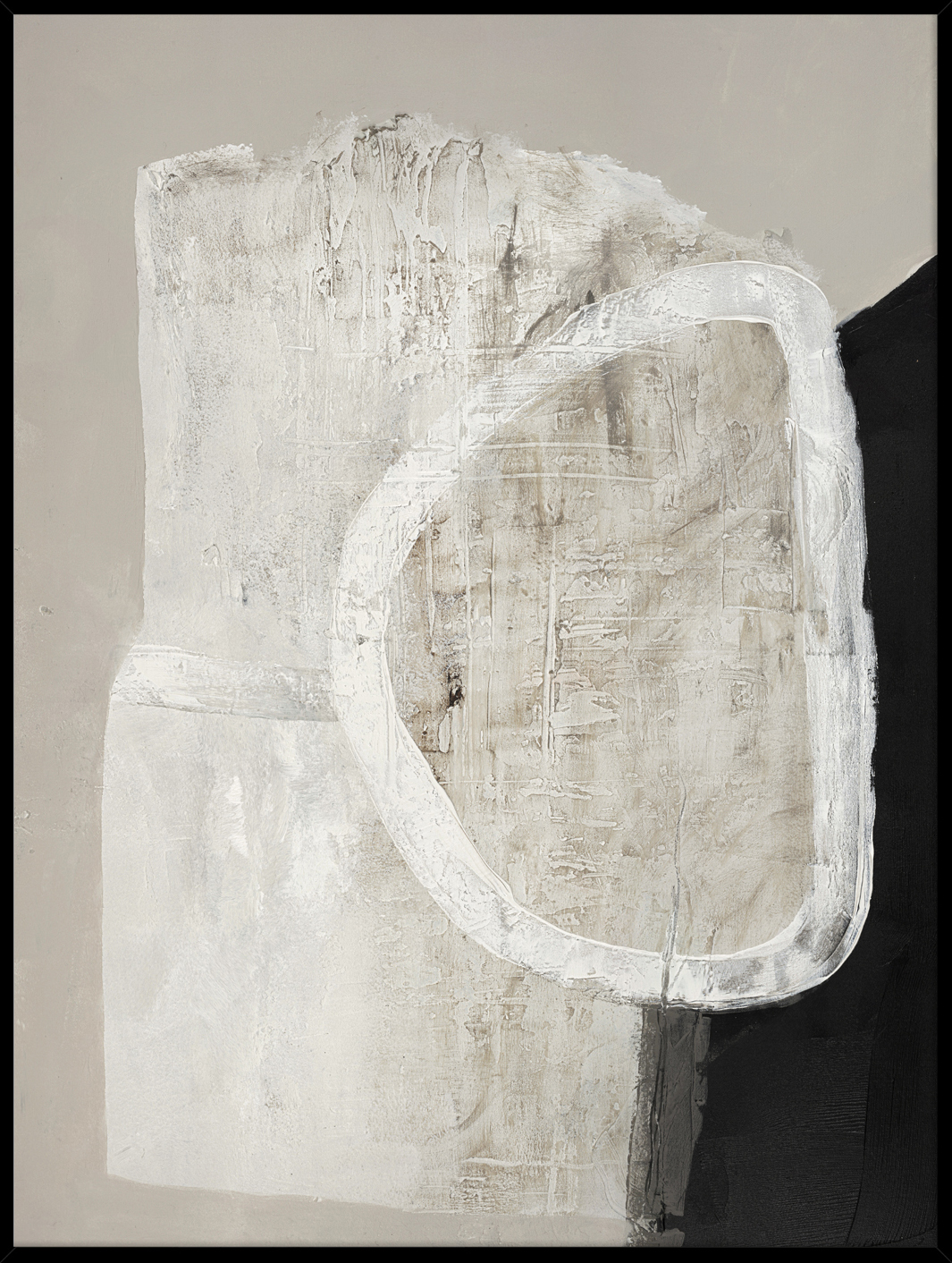 Malerifabrikken - White Stone Tavle Black Frame 90x120cm - Beige  - Bilder