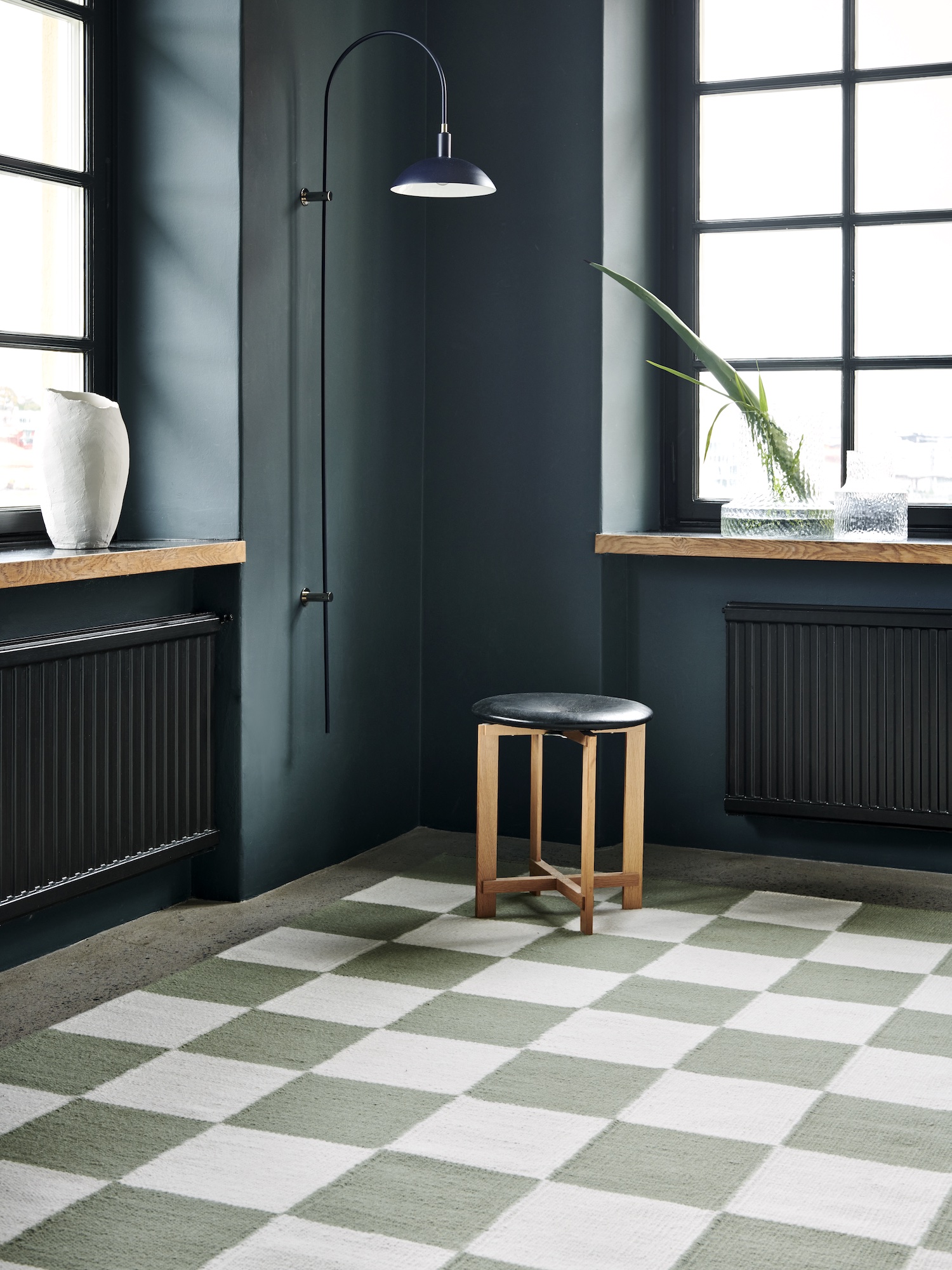 Classic Collection Square Wollteppich Weiß/Grün 250x350