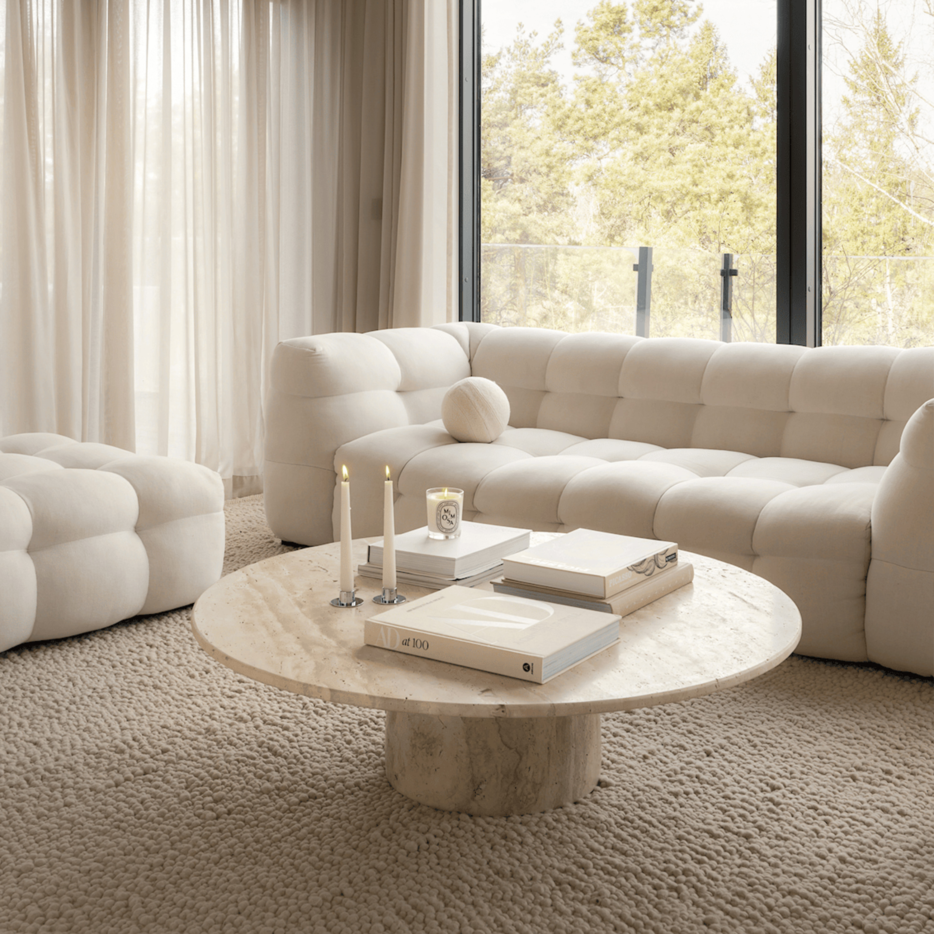 Sleepo Collection Nicola Soffbord Travertin Ø110